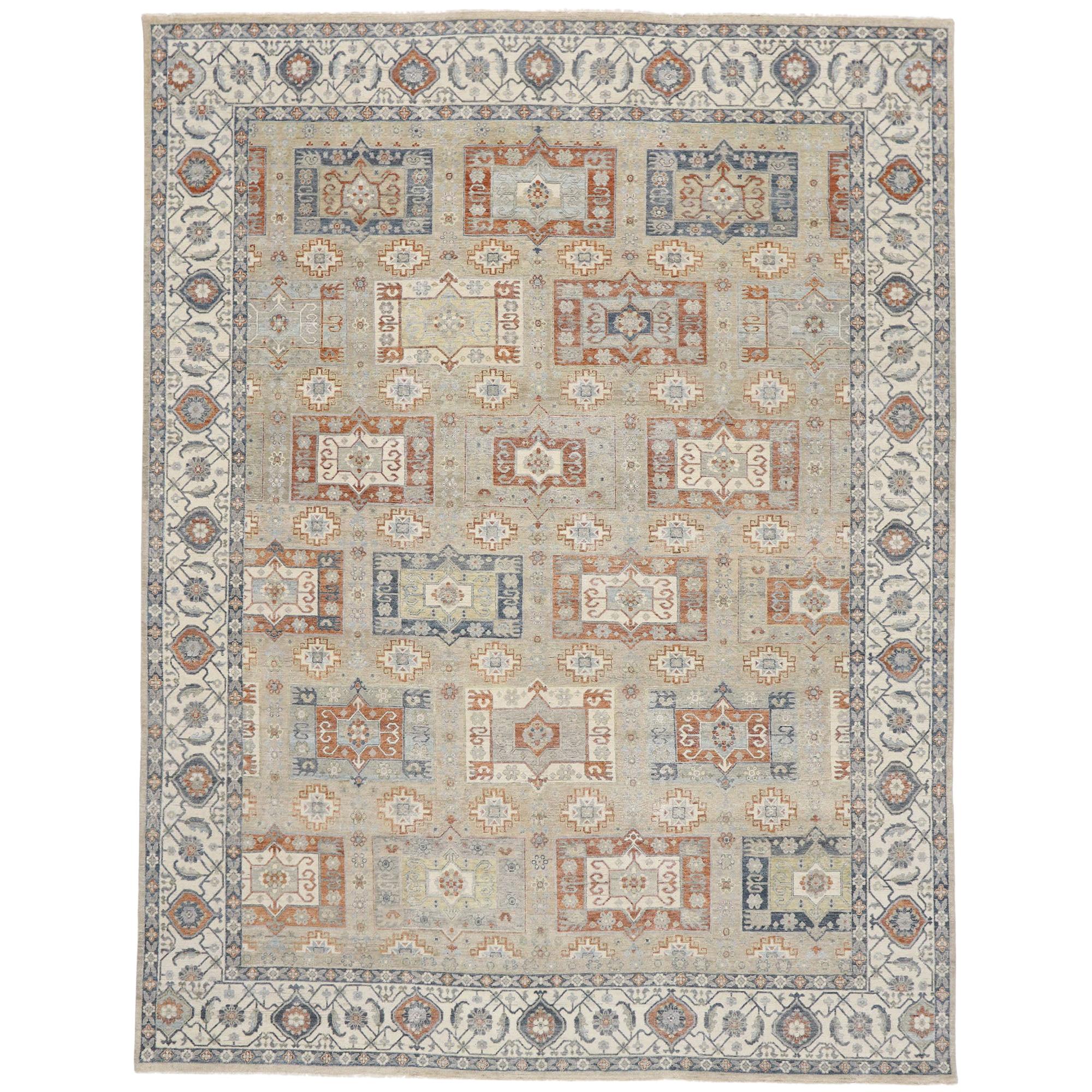 New Contemporary Oushak Style Rug with Arts & Crafts Style For Sale