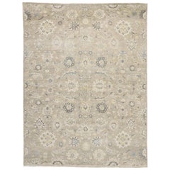 New Contemporary Oushak Style Rug with Gustavian Style and Neutral Colors