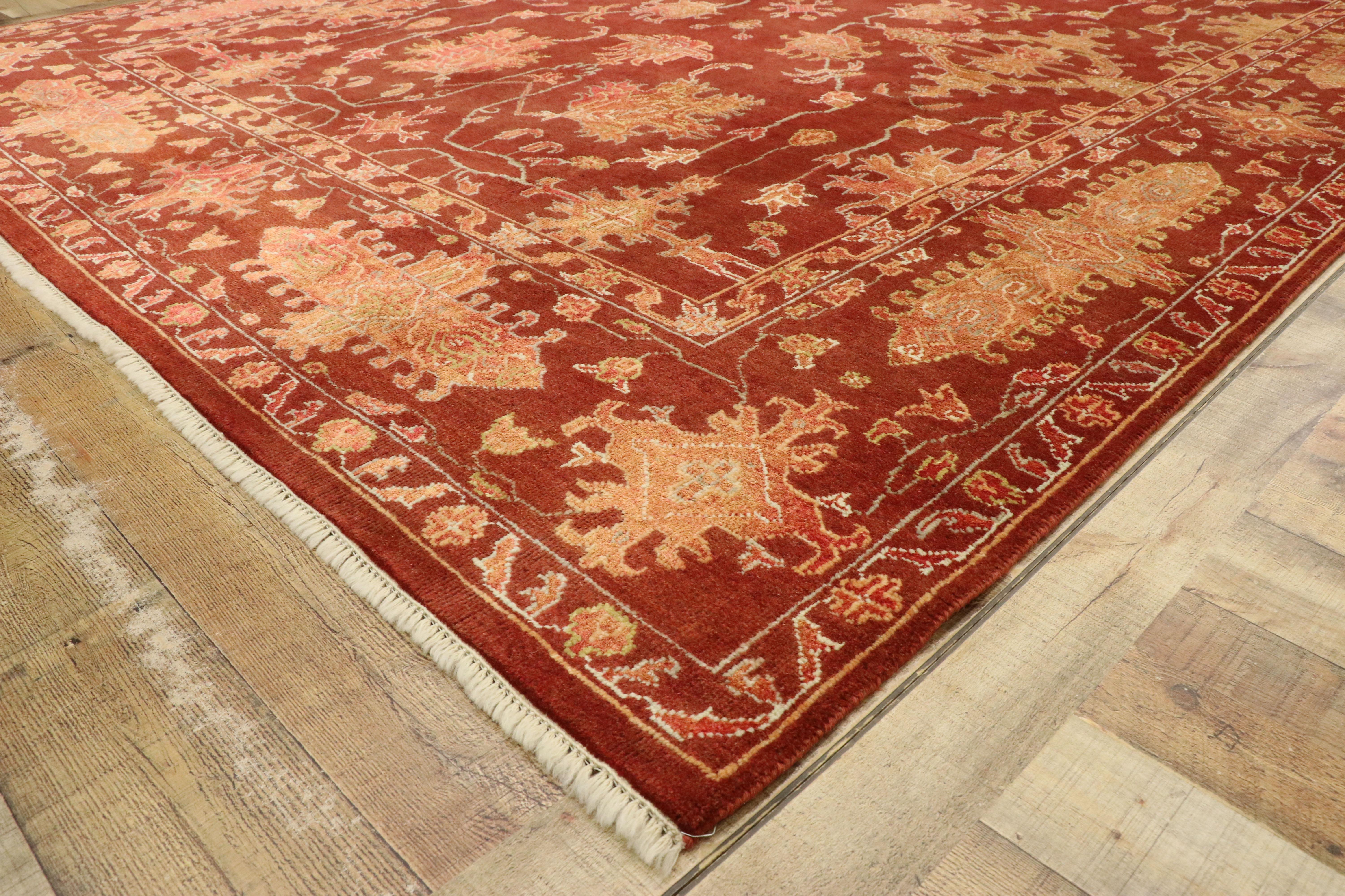 New Contemporary Oushak Style Rug with Jacobean Style In New Condition For Sale In Dallas, TX