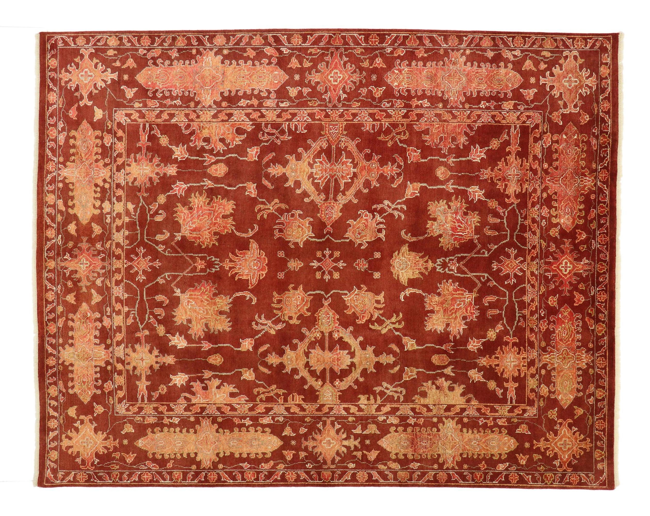 New Contemporary Oushak Style Rug with Jacobean Style For Sale 2