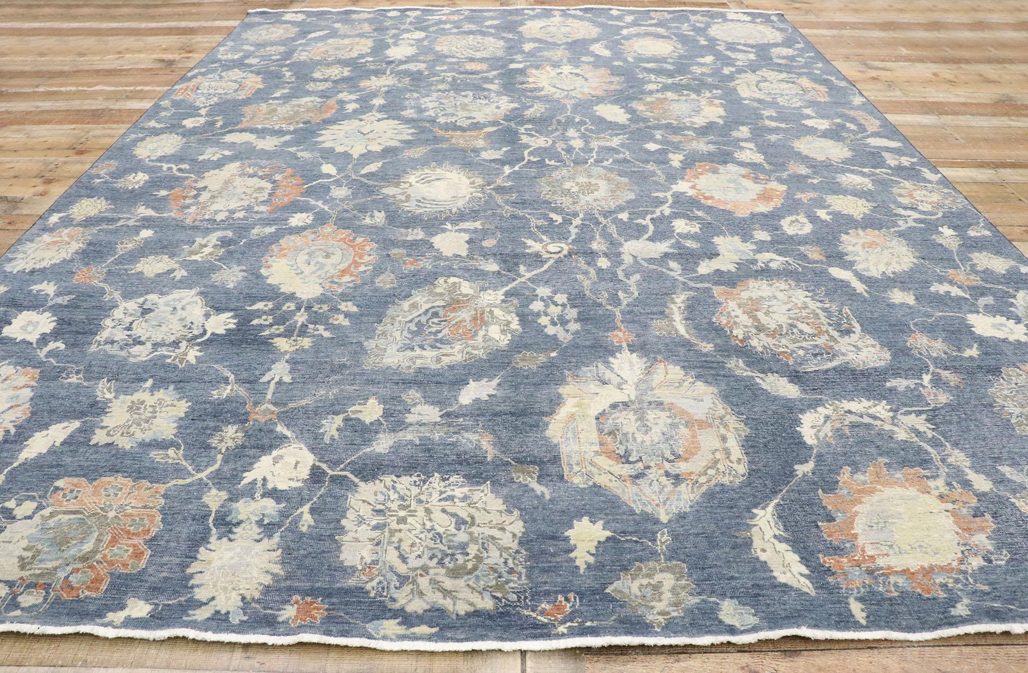 New Contemporary Oushak Style Rug with Modern Coastal Style For Sale 1