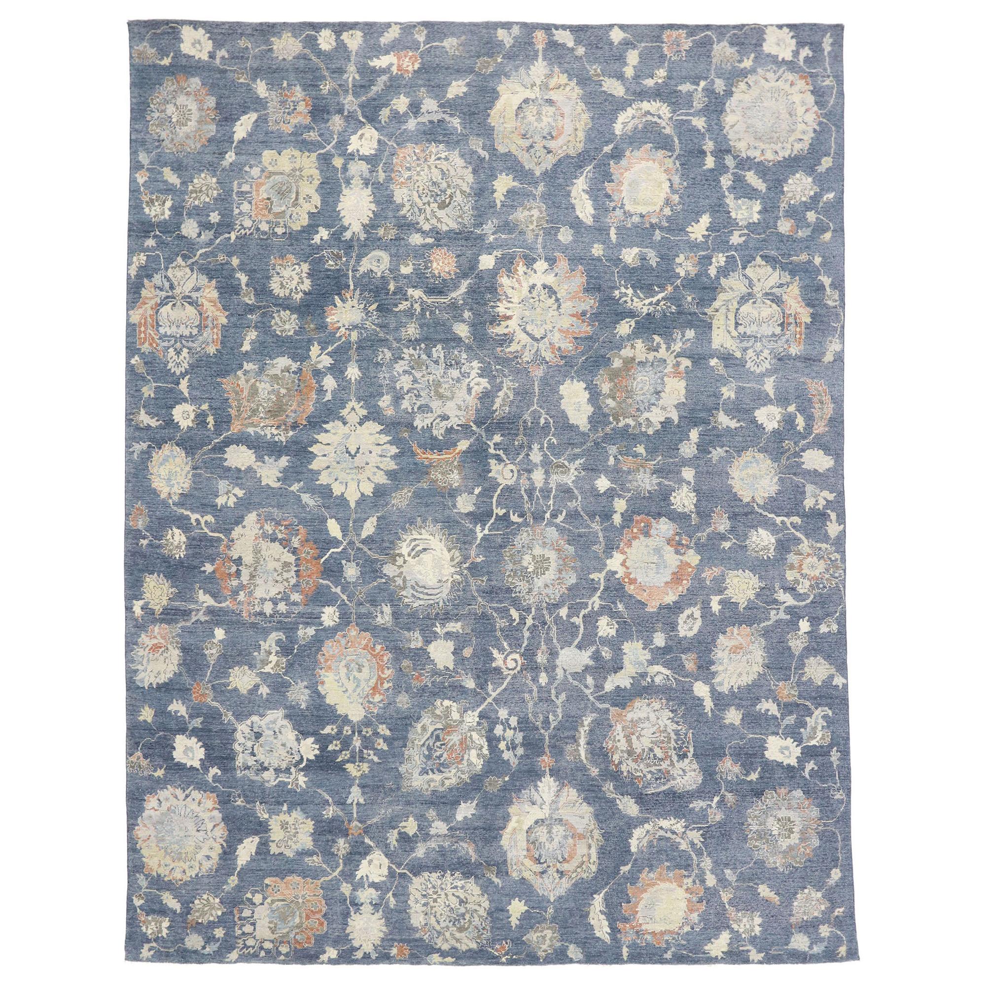 New Contemporary Oushak Style Rug with Modern Coastal Style For Sale