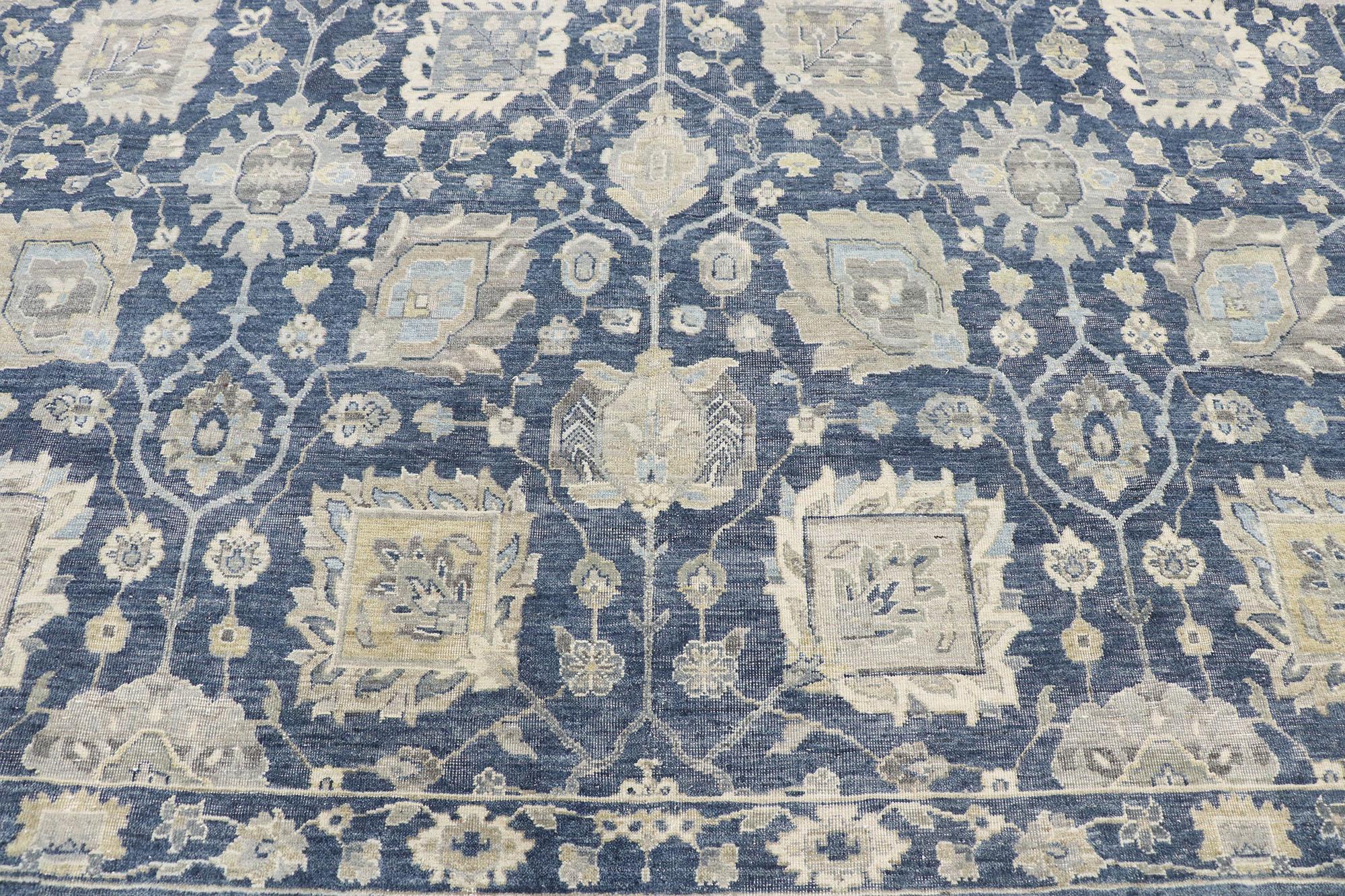 Hand-Knotted New Contemporary Oushak Style Rug with Modern Design For Sale