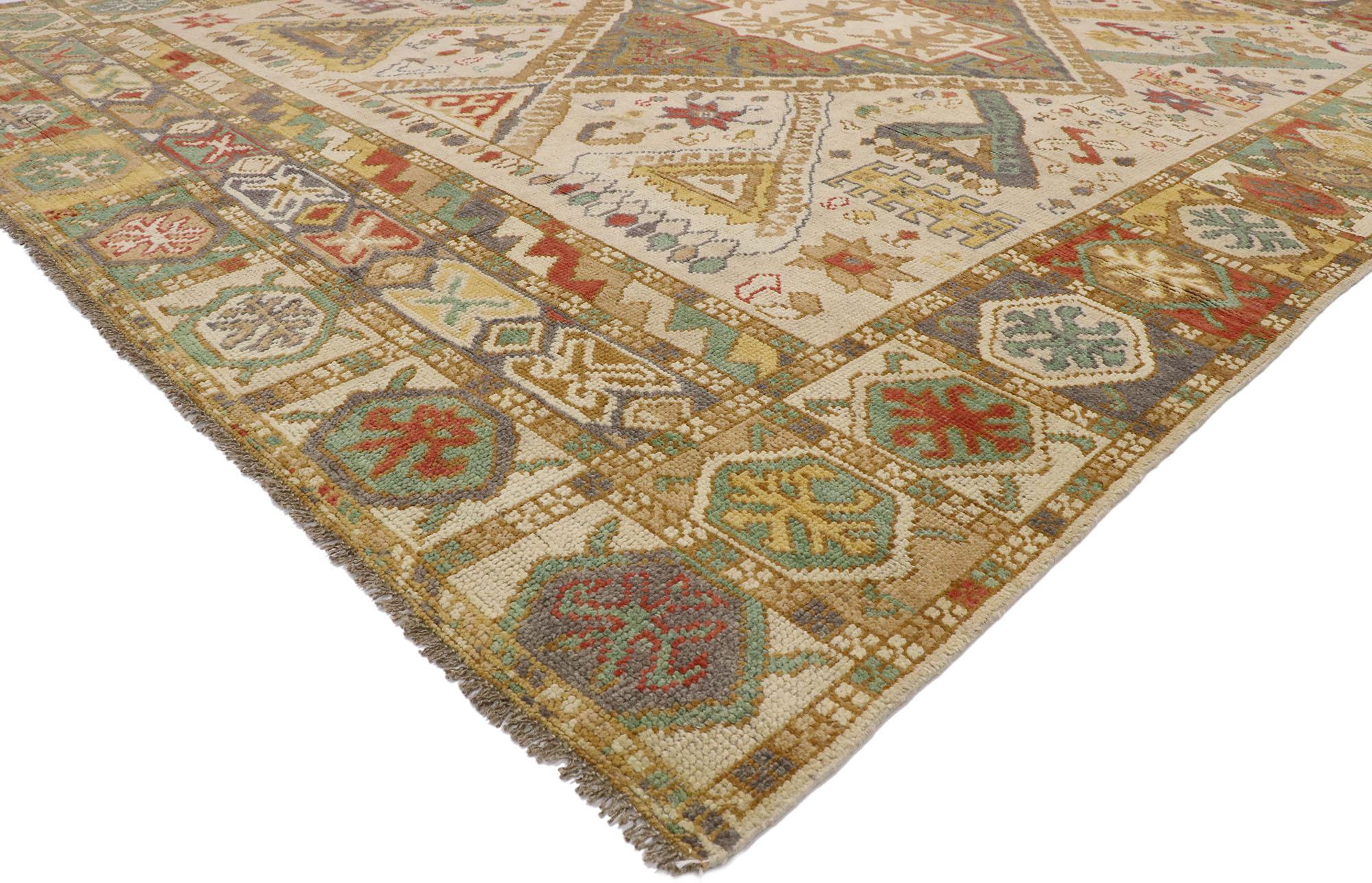 Pakistani New Contemporary Oushak Style Rug with Modern Tribal Design For Sale