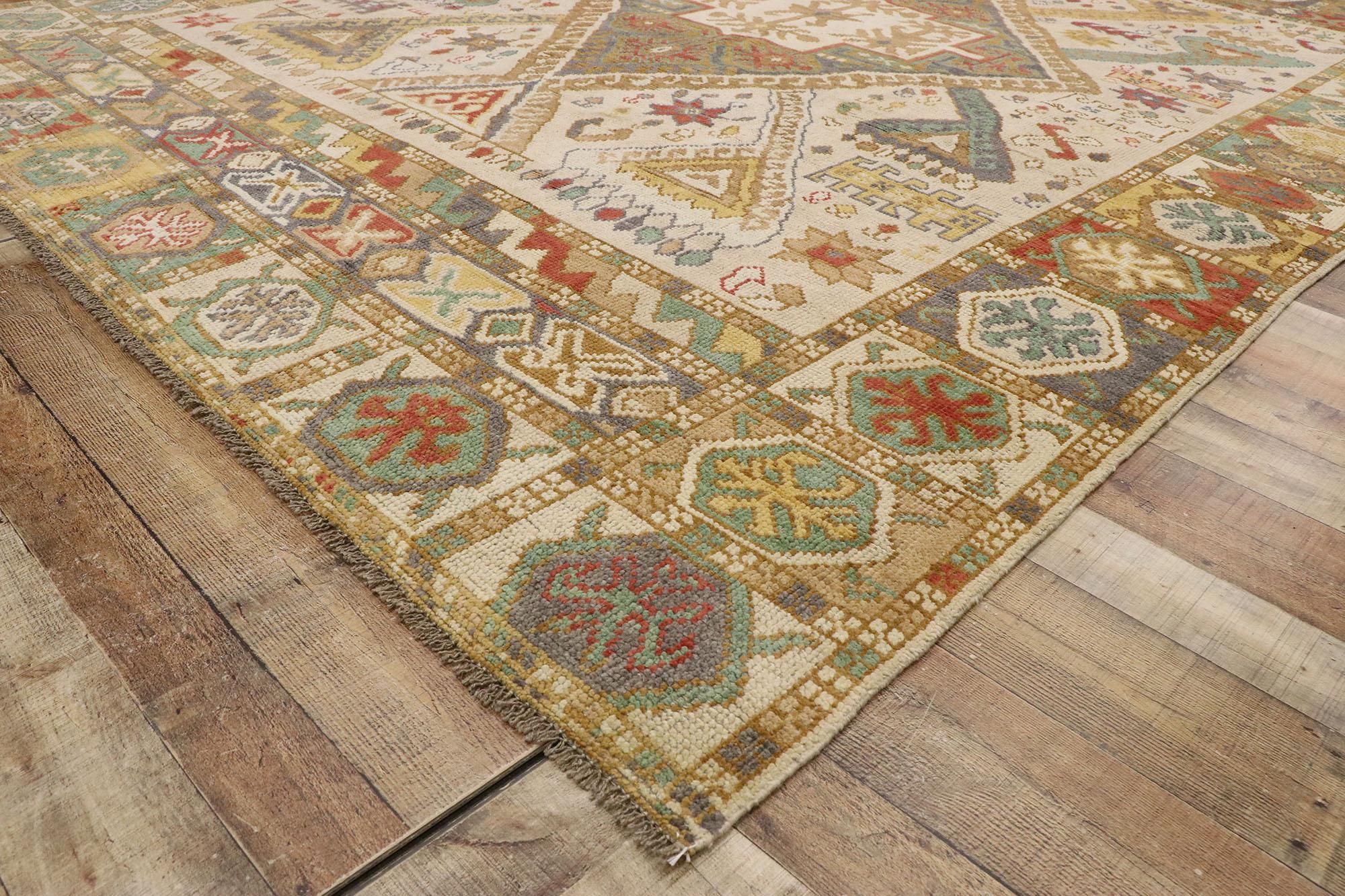 New Contemporary Oushak Style Rug with Modern Tribal Design For Sale 1