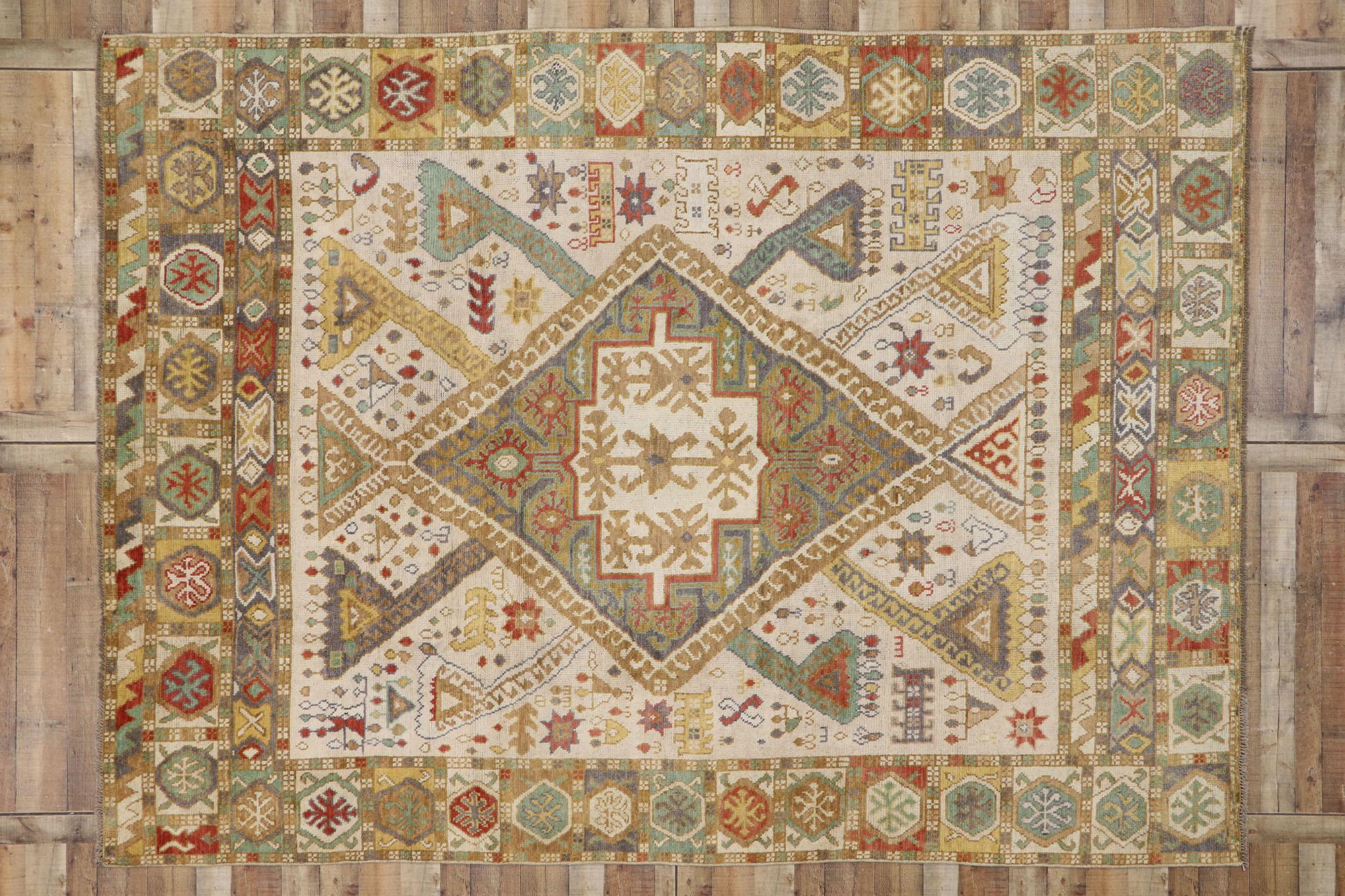 New Contemporary Oushak Style Rug with Modern Tribal Design For Sale 3