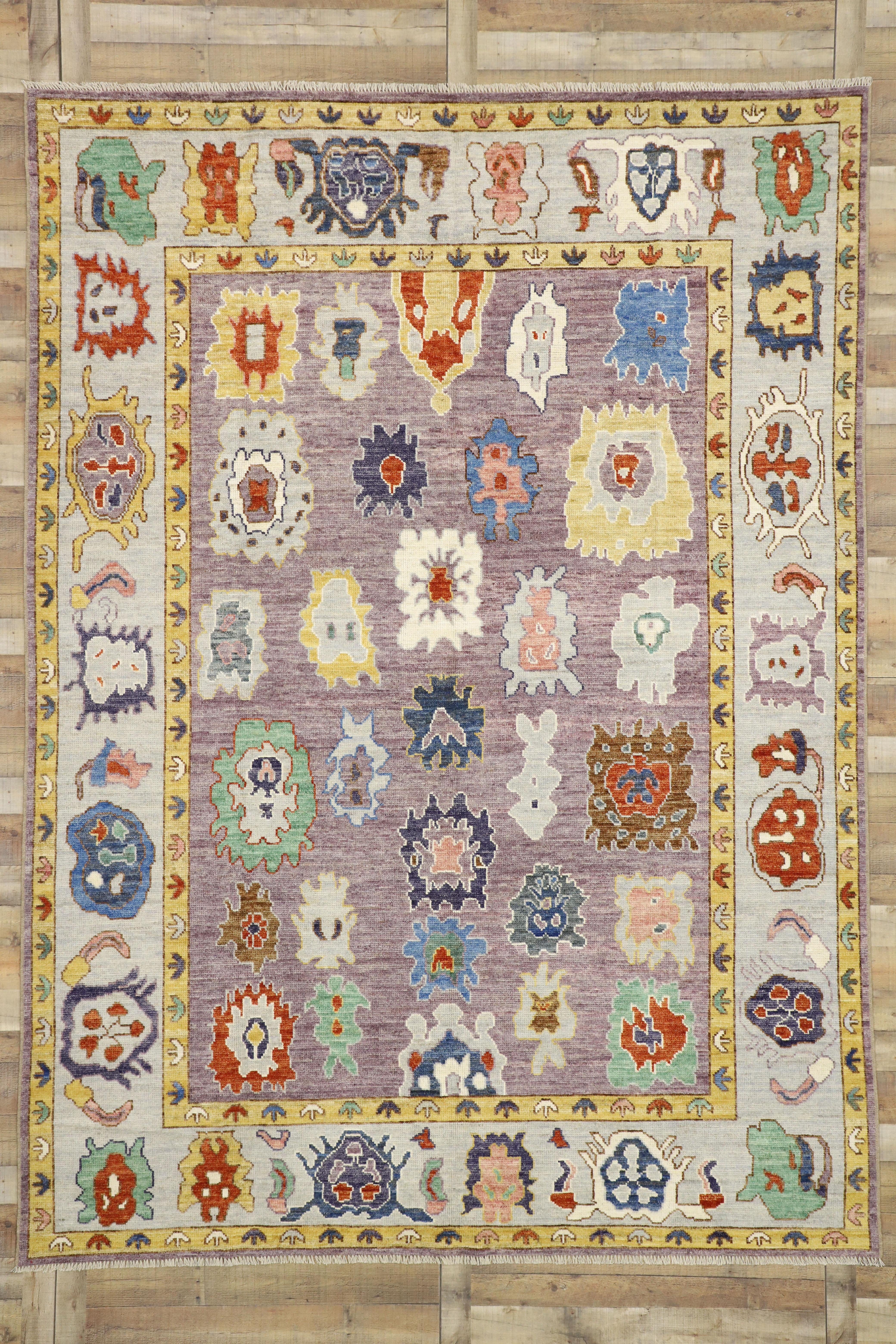 New Contemporary Oushak Style Rug with Postmodern Style 1
