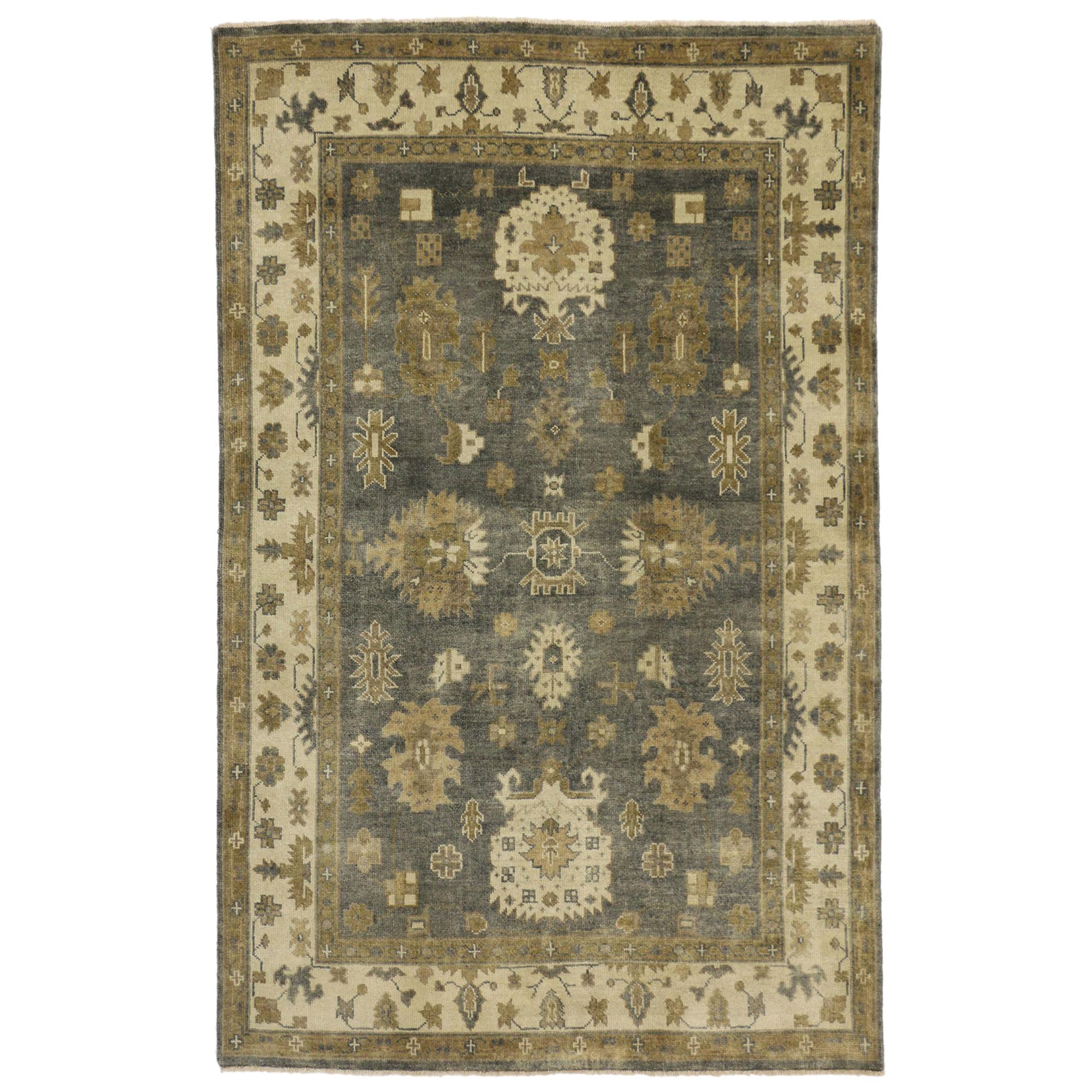 New Contemporary Oushak Style Rug with Transitional Design