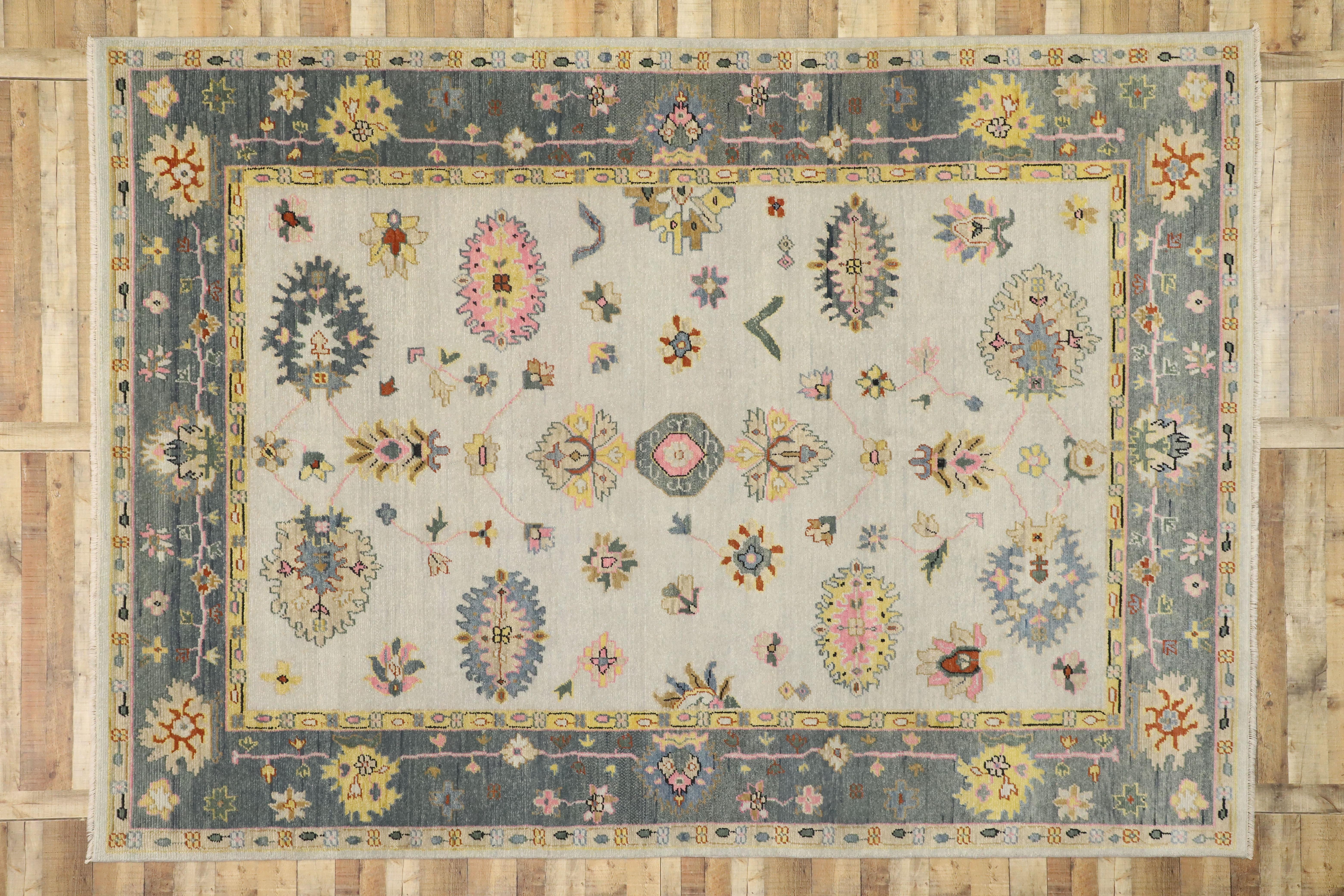 New Contemporary Oushak Transitional Area Rug, Vintage Inspired Area Rug 2