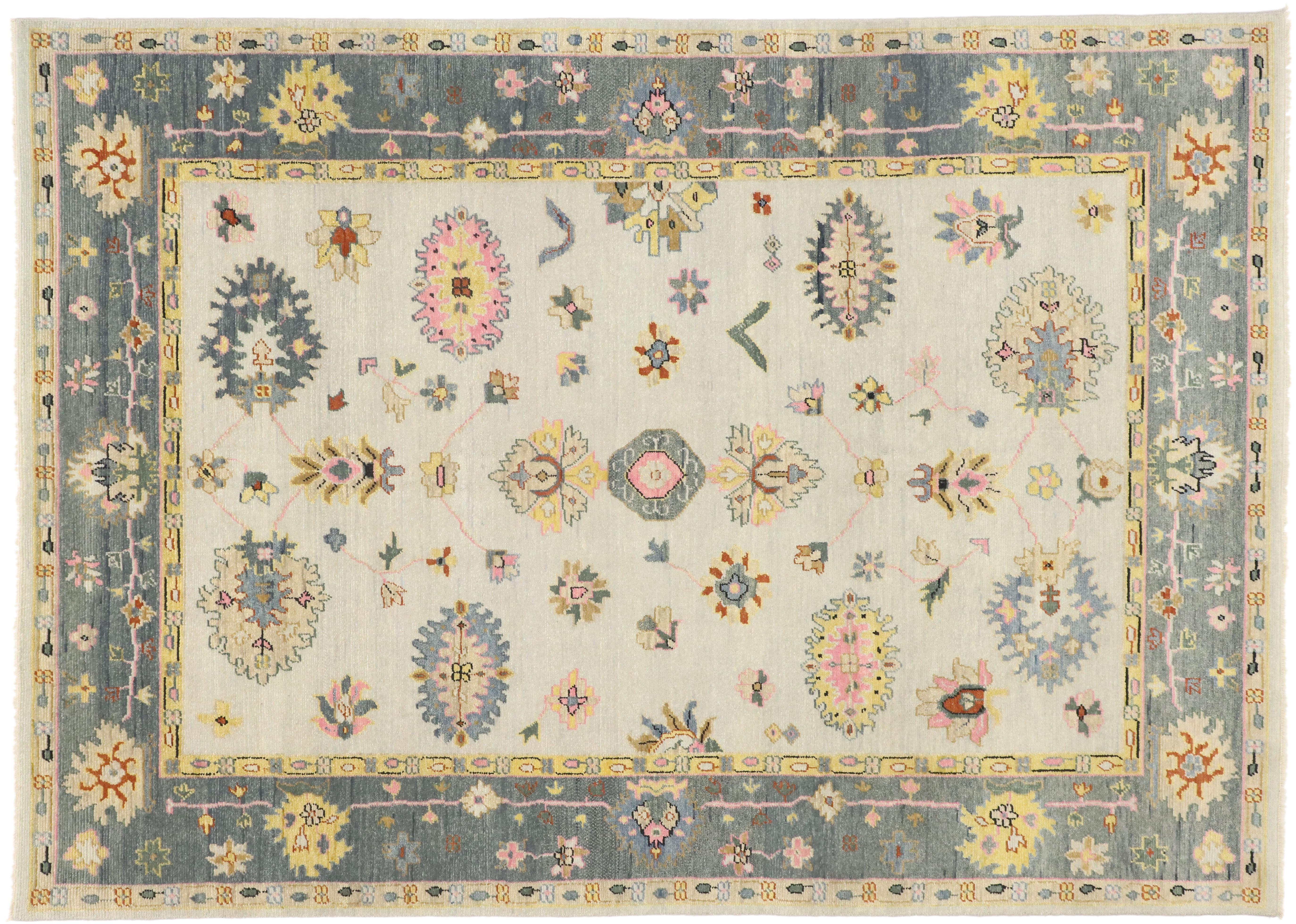 New Contemporary Oushak Transitional Area Rug, Vintage Inspired Area Rug 3
