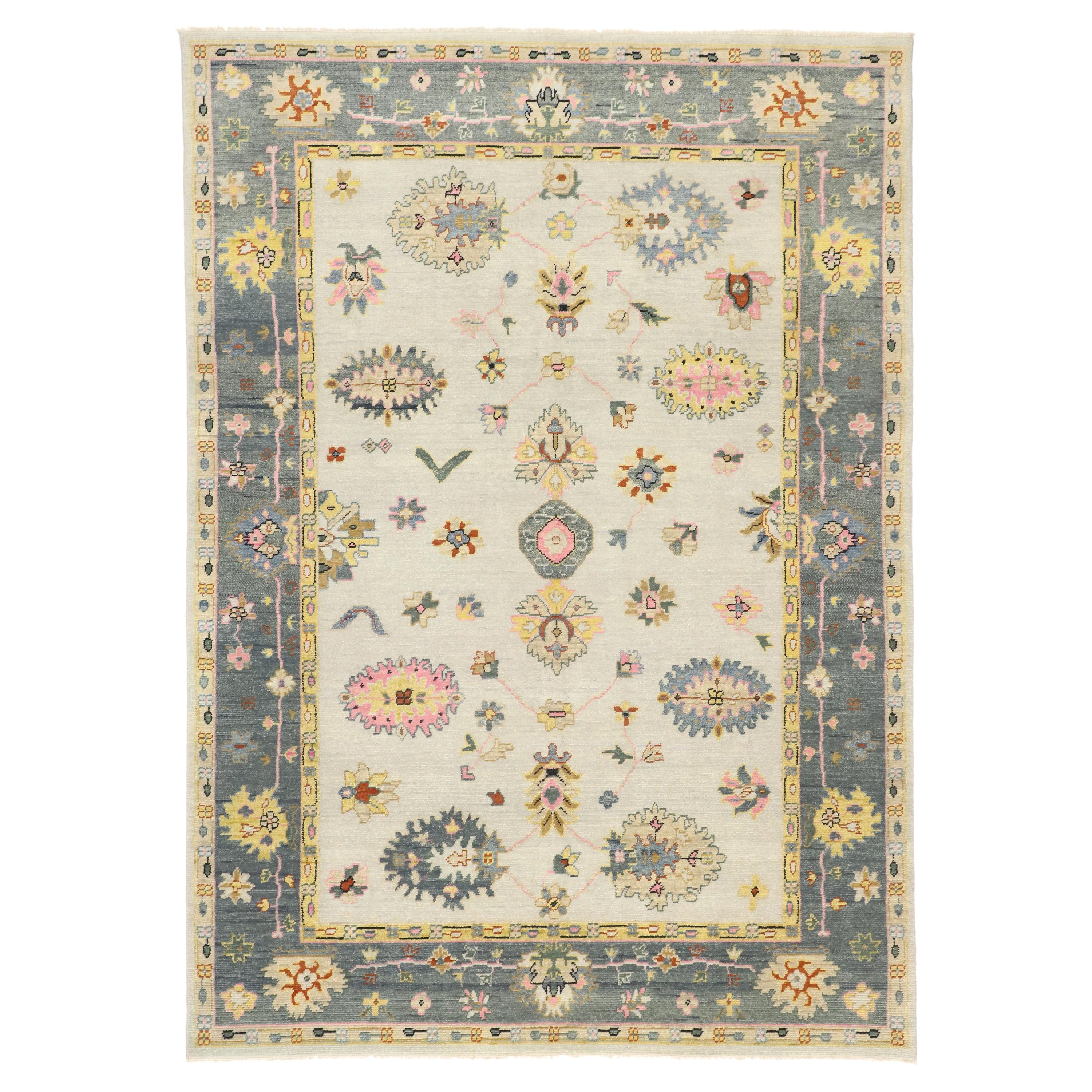 New Contemporary Oushak Transitional Area Rug, Vintage Inspired Area Rug