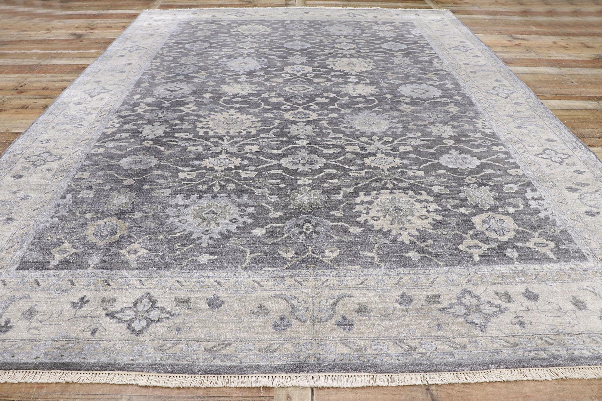 New Contemporary Oushak Transitional Gray Rug with Modern Style For Sale 1