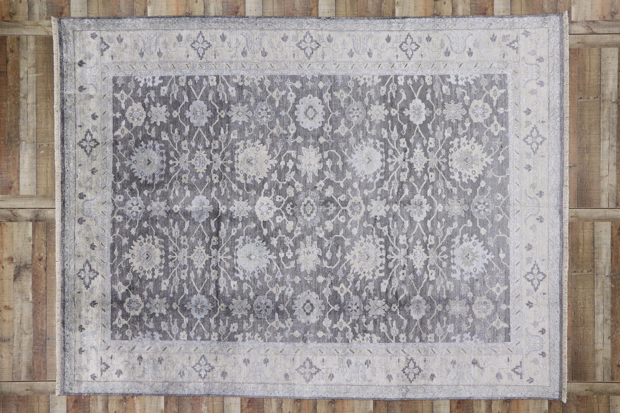 New Contemporary Oushak Transitional Gray Rug with Modern Style For Sale 2
