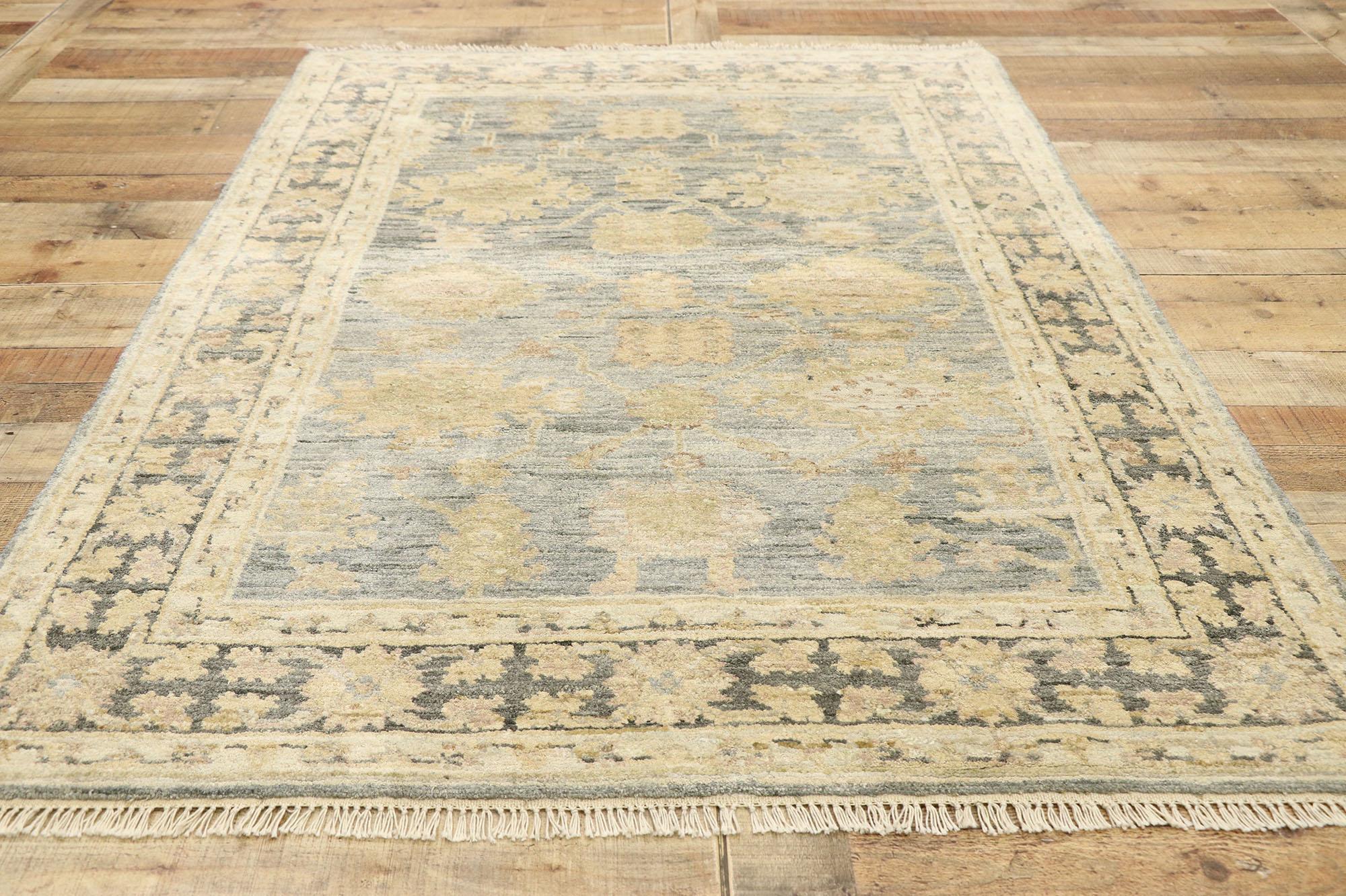 New Contemporary Oushak Wool and Silk Rug with Transitional Style For Sale 1