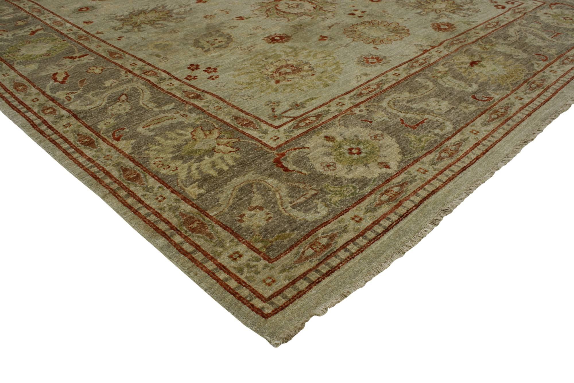 Hand-Knotted New Contemporary Pakistani Oushak Rug with Modern Rustic Style For Sale