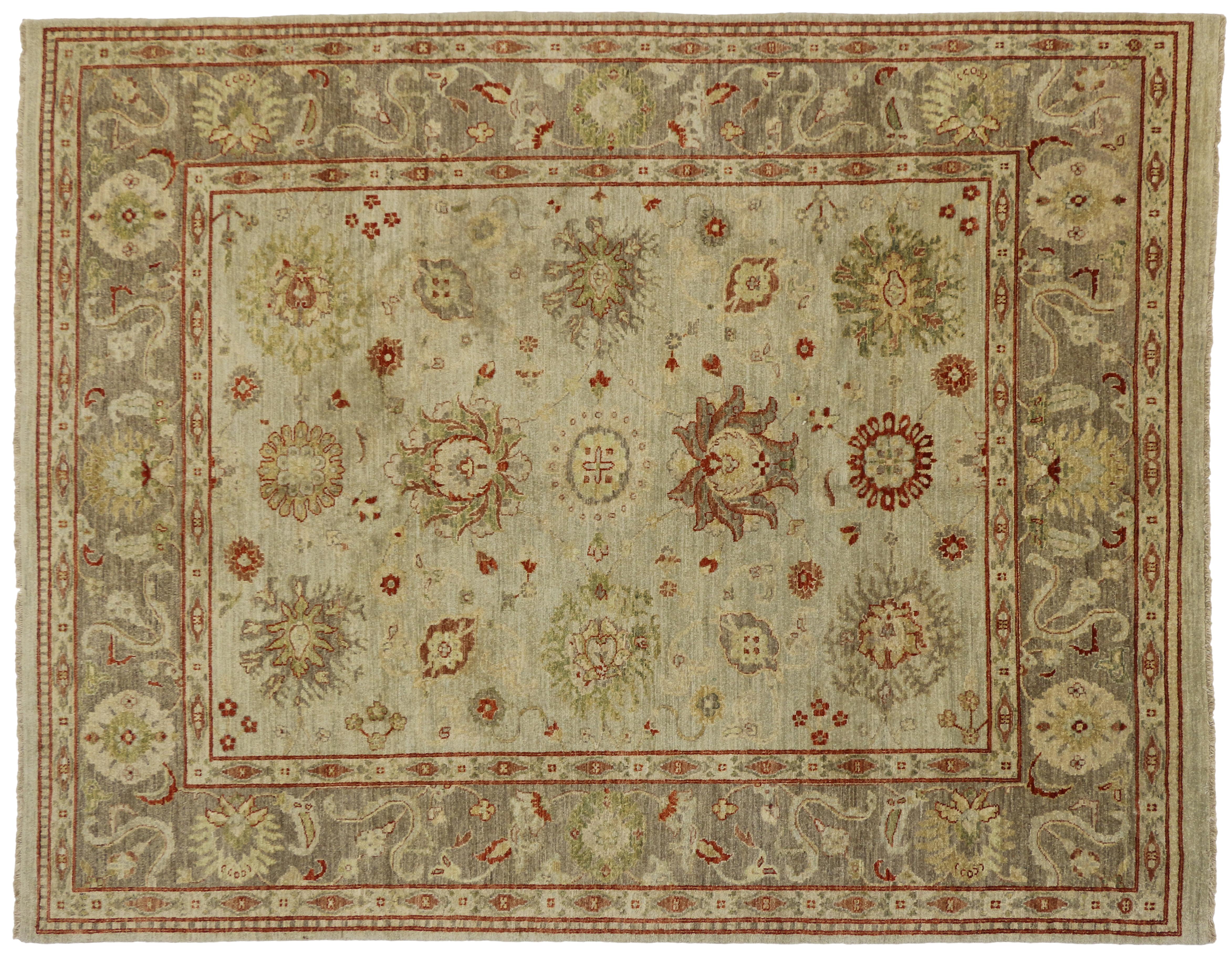 New Contemporary Pakistani Oushak Rug with Modern Rustic Style In New Condition For Sale In Dallas, TX