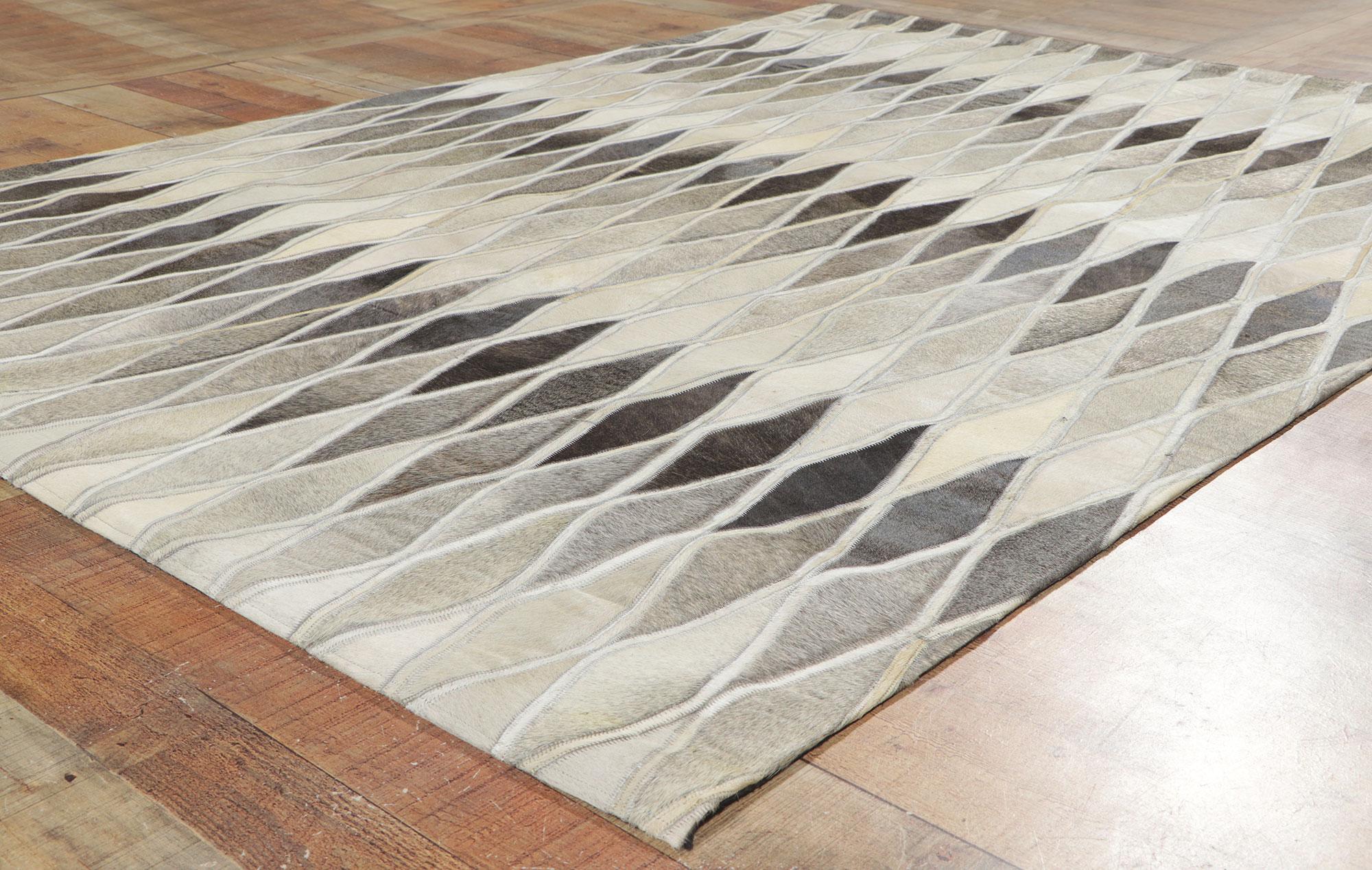New Contemporary Patchwork Cowhide Rug with Modern Style For Sale 1