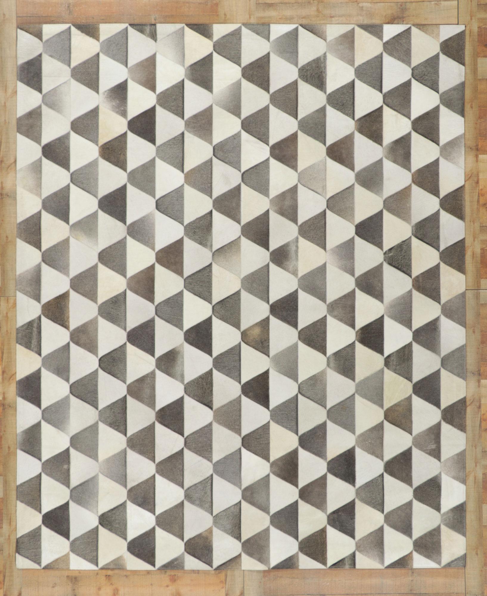 New Contemporary Patchwork Cowhide Rug with Modern Style In New Condition For Sale In Dallas, TX