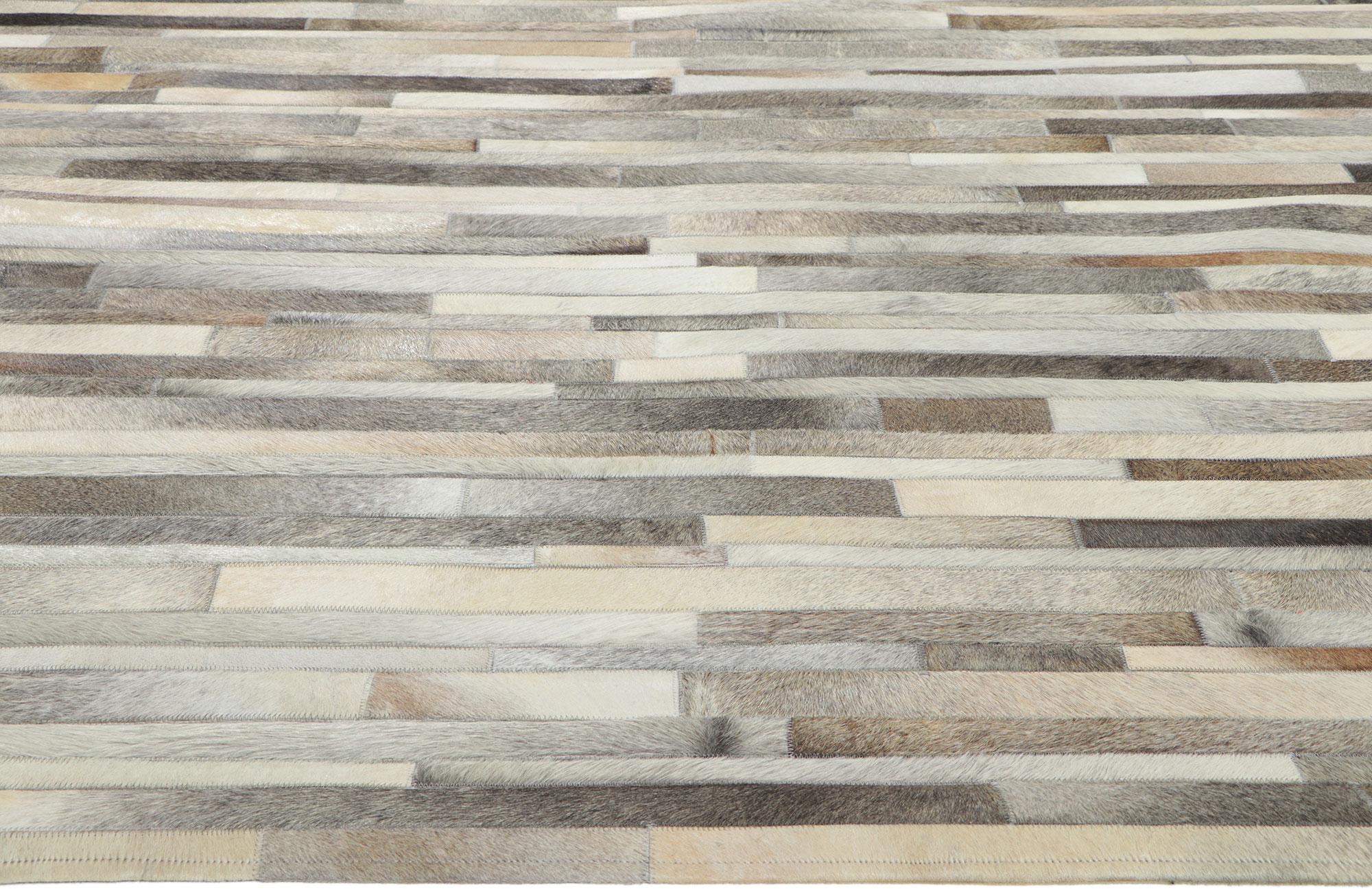 Hand-Crafted New Contemporary Patchwork Cowhide Rug with Modern Style For Sale
