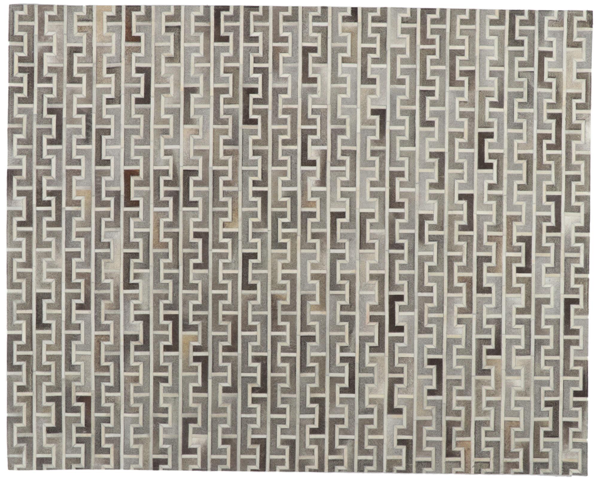 New Contemporary Patchwork Cowhide Rug with Modern Style For Sale 4