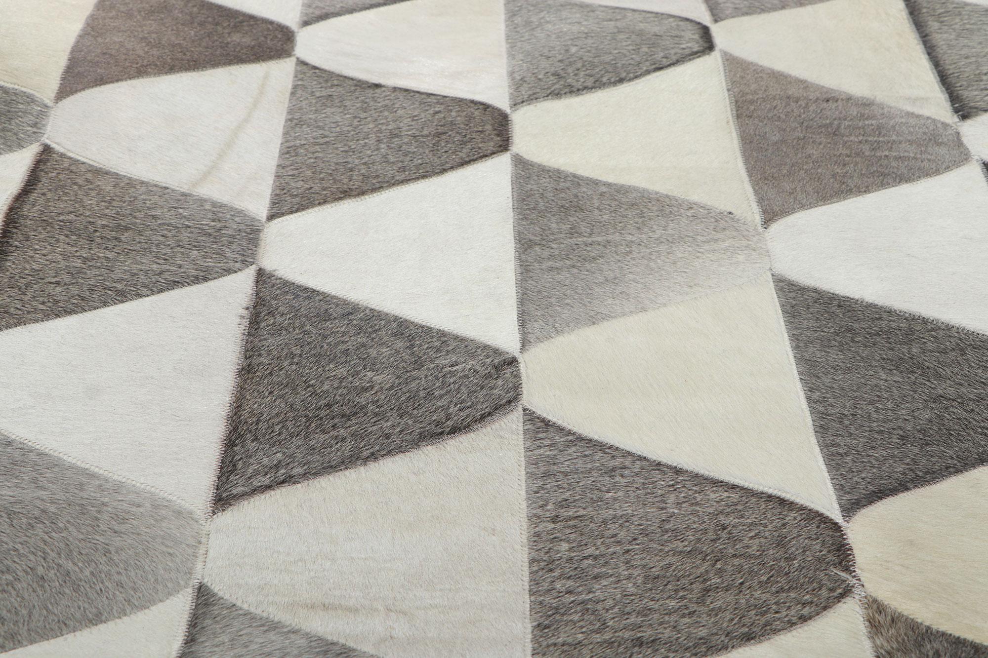 New Contemporary Patchwork Cowhide Rug with Modern Style For Sale 2