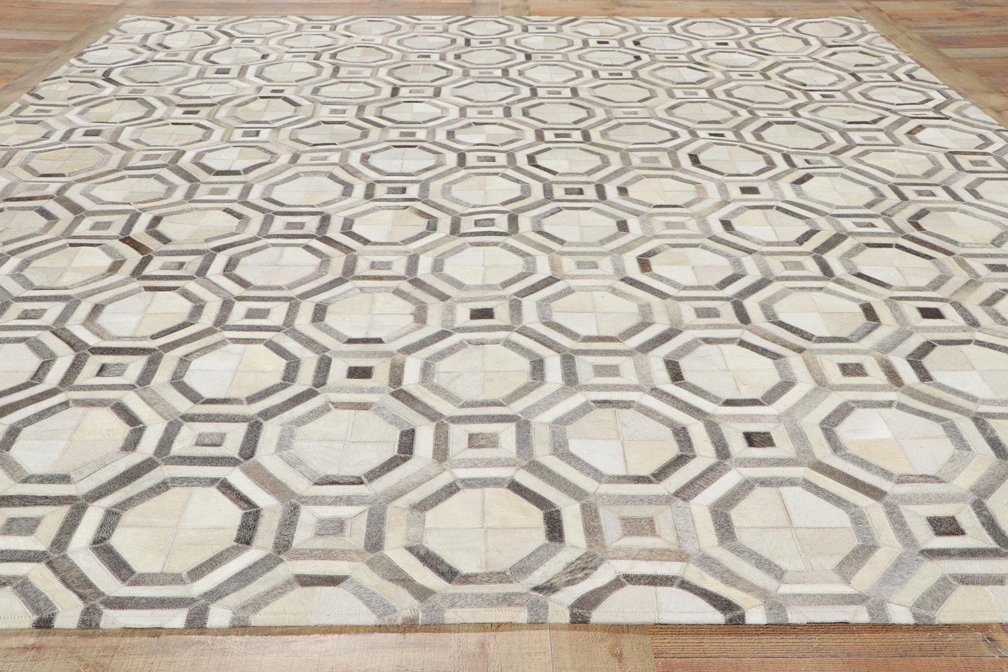 Nueva alfombra contemporánea de cuero de vaca patchwork de estilo moderno Cuero de vaca en venta