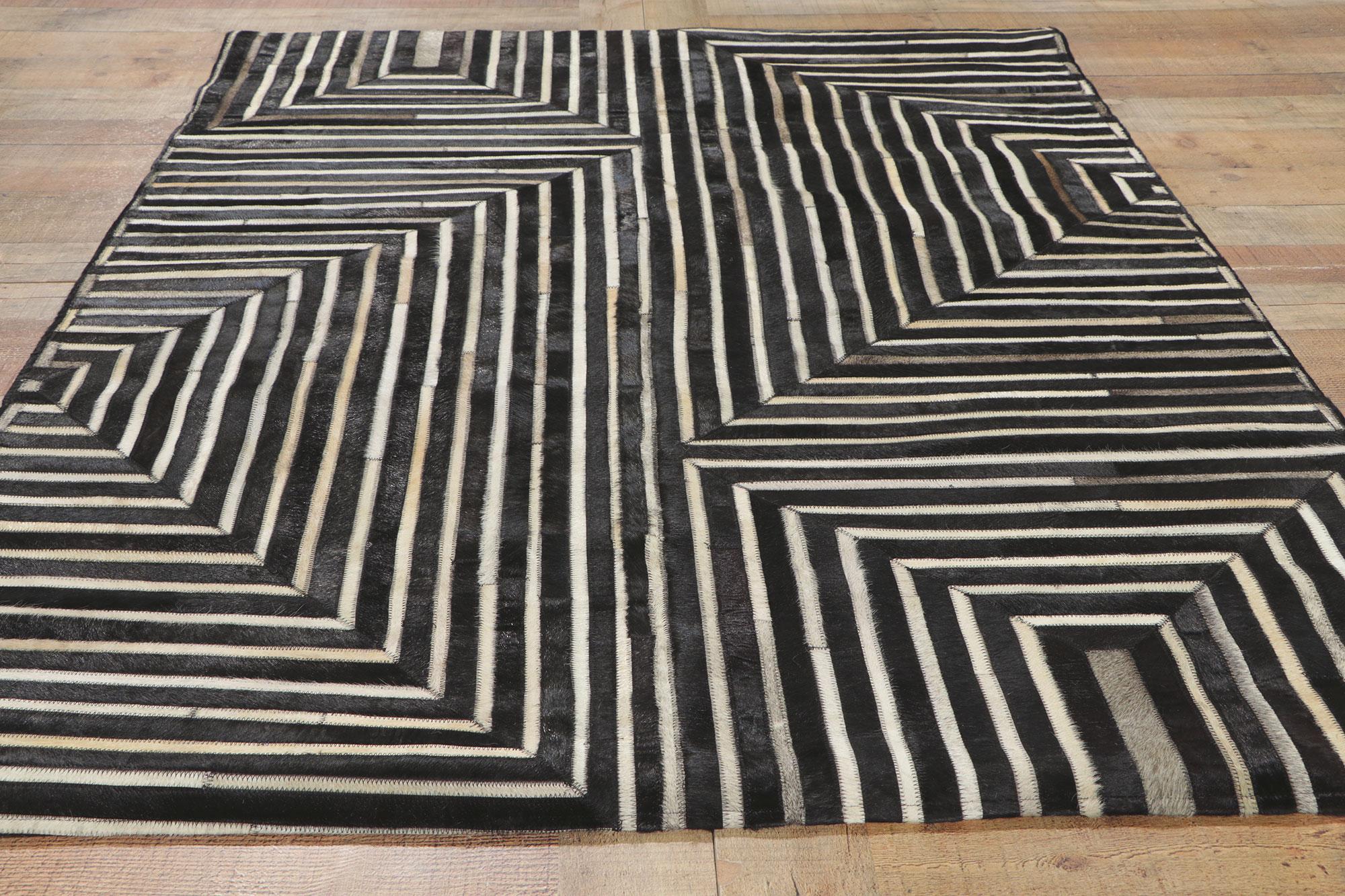New Contemporary Patchwork Cowhide Rug with Modern Style For Sale 2