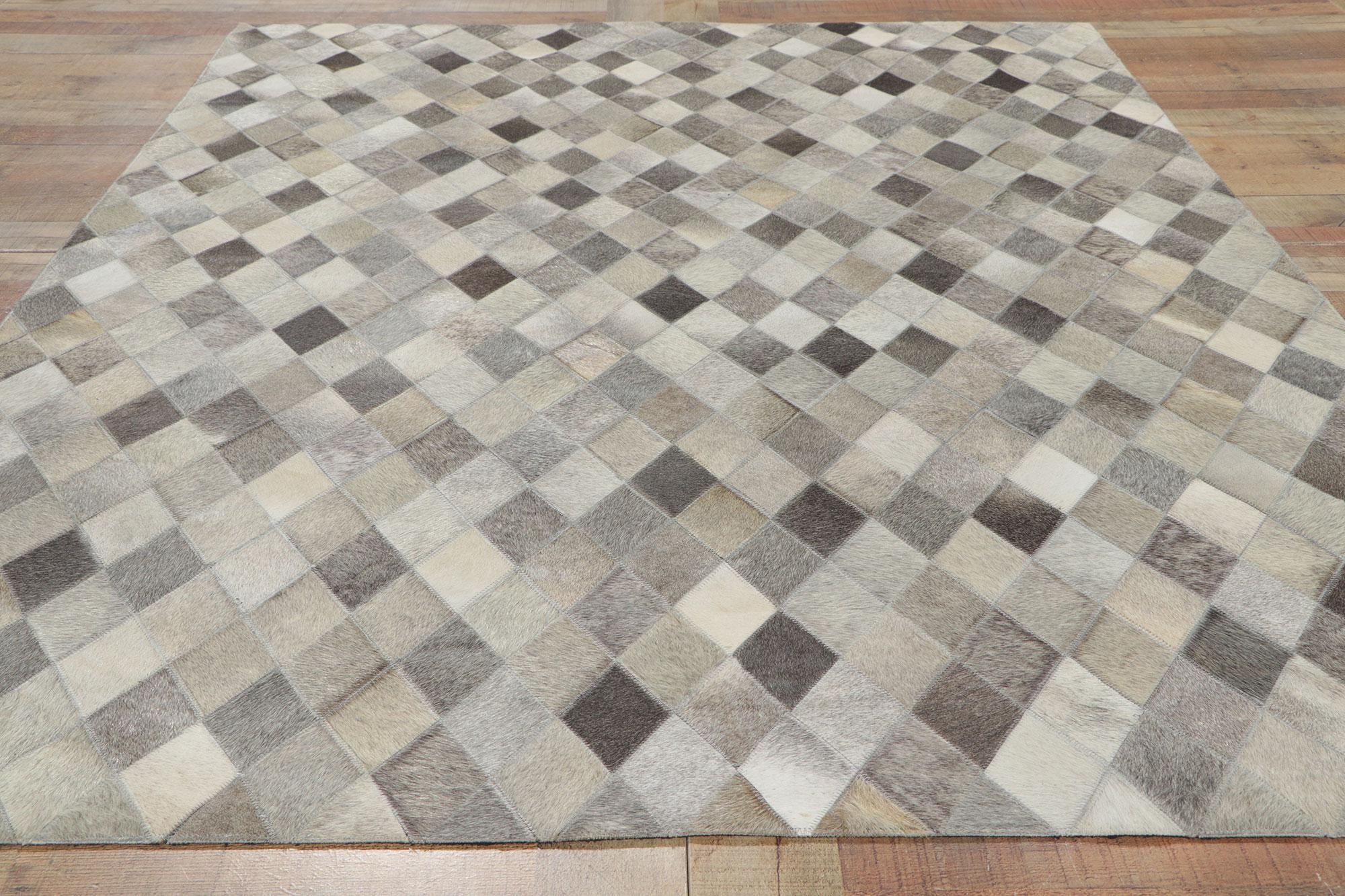 Nueva alfombra contemporánea de cuero de vaca patchwork de estilo moderno Cuero de vaca en venta
