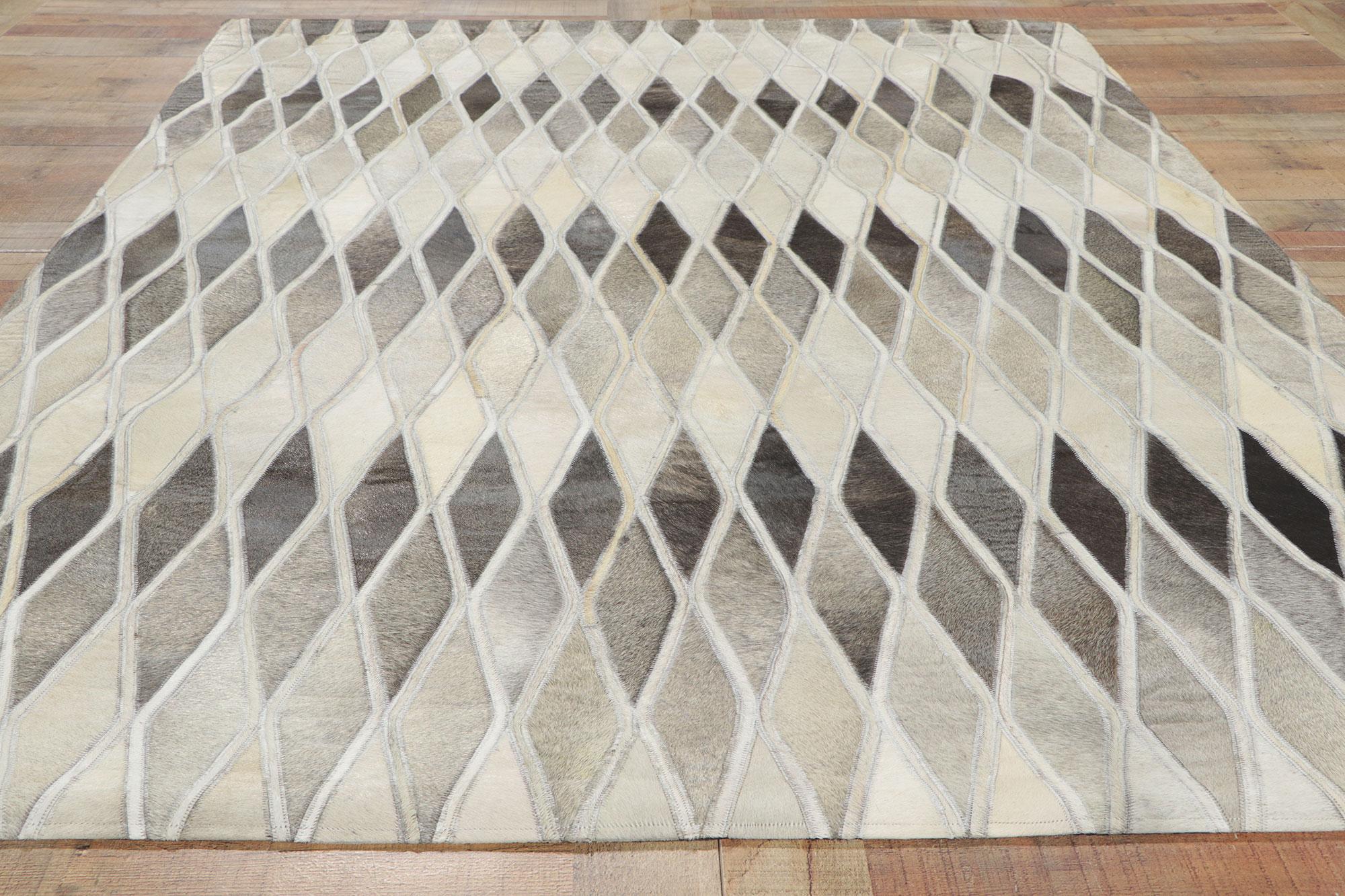 New Contemporary Patchwork Cowhide Rug with Modern Style For Sale 2