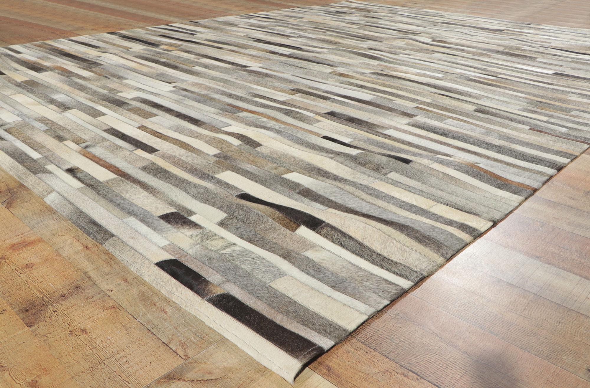 New Contemporary Patchwork Cowhide Rug with Modern Style For Sale 2