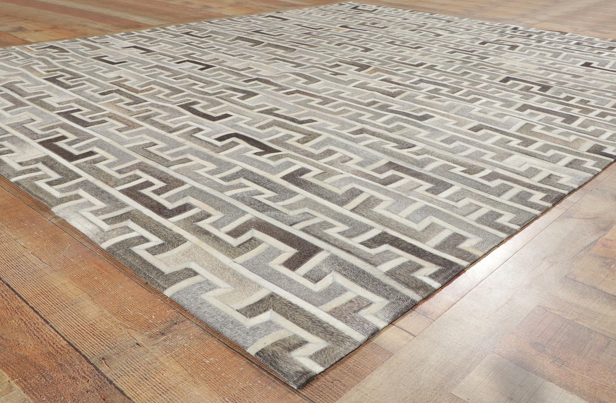 New Contemporary Patchwork Cowhide Rug with Modern Style For Sale 1