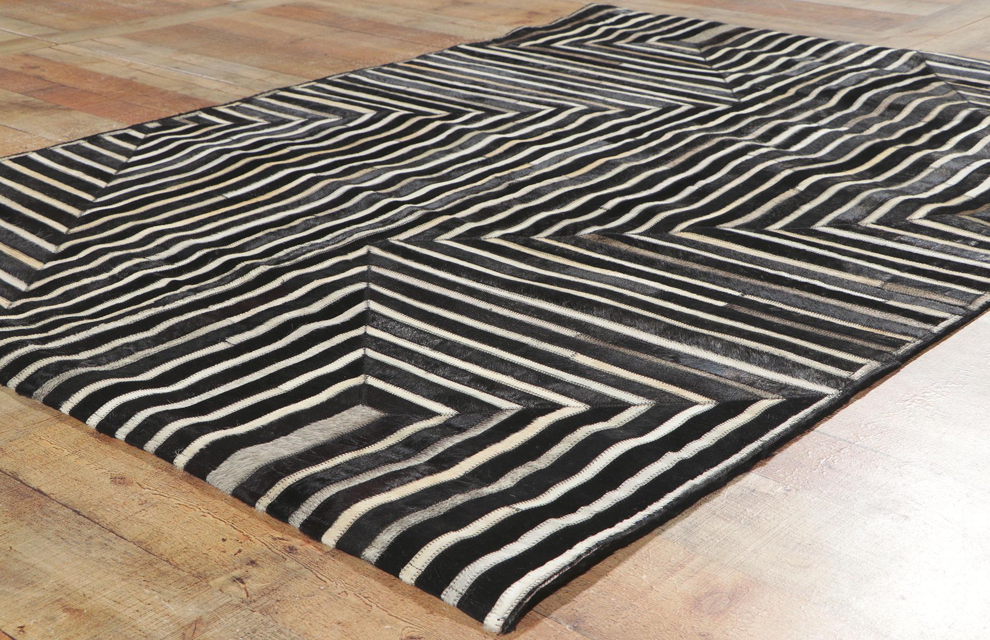 New Contemporary Patchwork Cowhide Rug with Modern Style For Sale 1