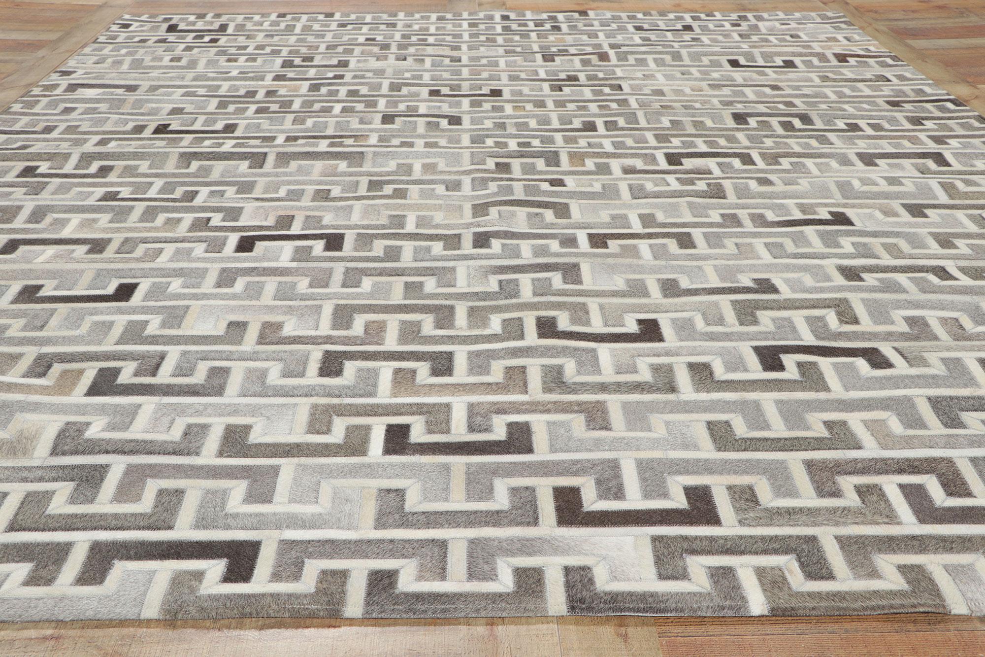 New Contemporary Patchwork Cowhide Rug with Modern Style For Sale 2