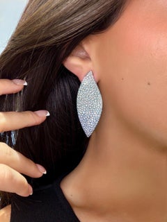 Nouvelles boucles d'oreilles contemporaines en pavé de diamants, 12,00 carats, bleu-vert, rhodiées, or 18 carats