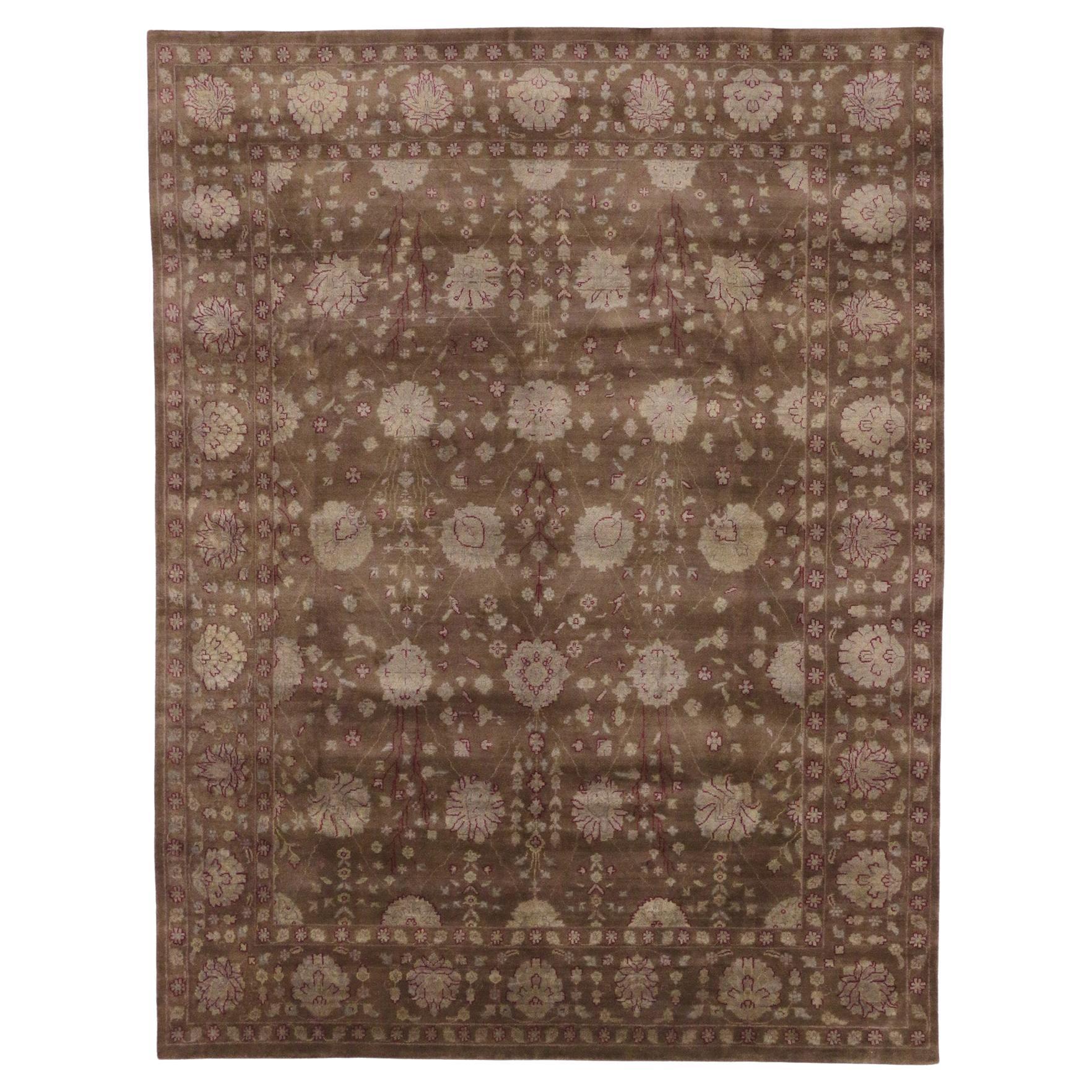 Brown Transitional Area Rug, Earth-Tone Elegance Meets Biophilic Design