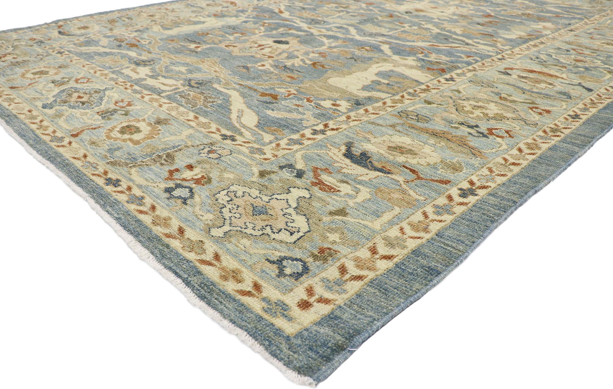 60900 New Contemporary Persian Sultanabad Rug from Turkey, 09'00 x 12'02. Turkish Sultanabad rugs, originating from Turkey and inspired by Persian Sultanabad designs, are celebrated for their superb craftsmanship, intricate patterns, and vibrant