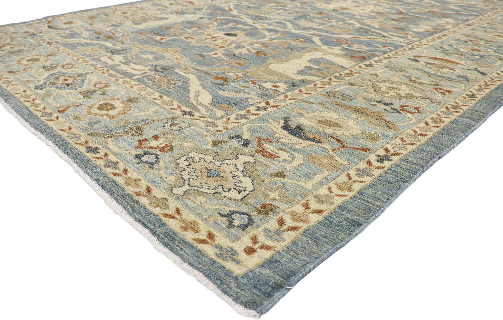 Turc New Contemporary Blue Persian Sultanabad Rug (tapis persan bleu) en vente