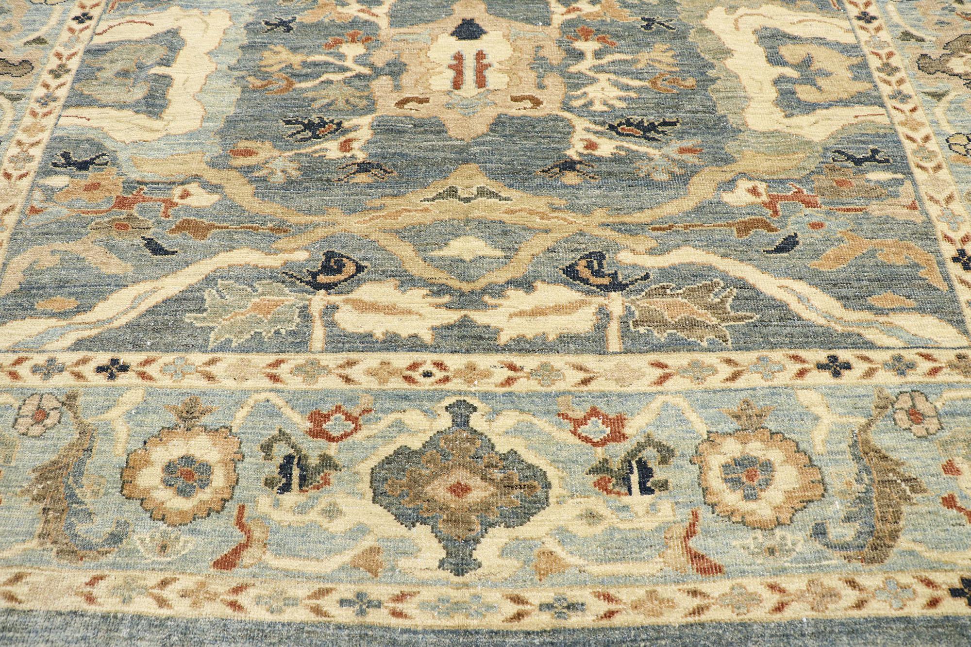 Modern Turkish Persian Sultanabad Rug, Biophilic Design Meets Timeless Elegance In New Condition For Sale In Dallas, TX