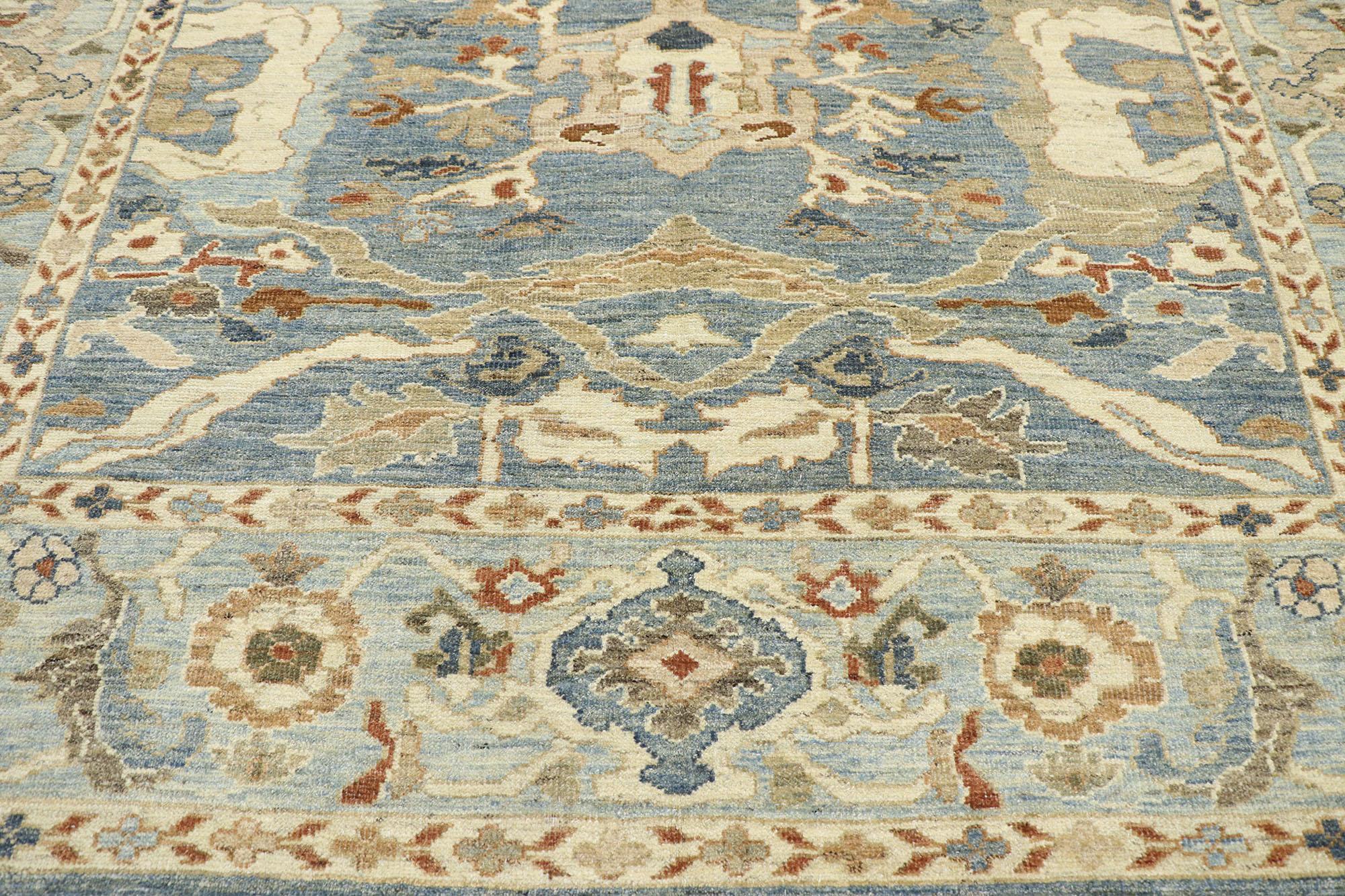 Hand-Knotted New Contemporary Blue Persian Sultanabad Rug For Sale