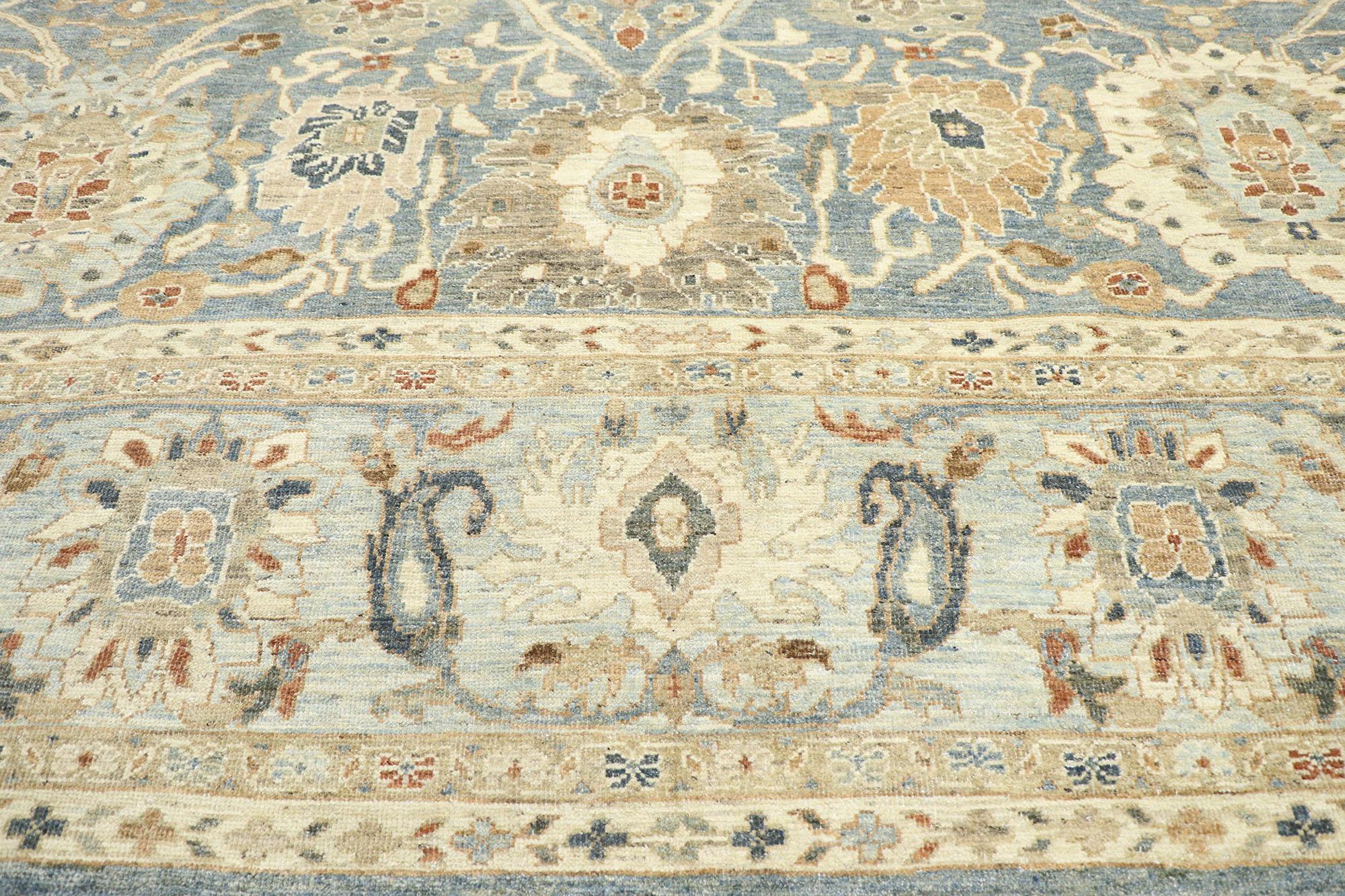 Hand-Knotted New Contemporary Persian Sultanabad Rug with Modern Coastal Style For Sale