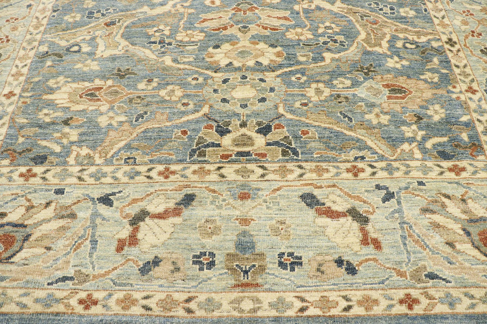 Hand-Knotted New Contemporary Persian Sultanabad Rug with Modern Coastal Style For Sale