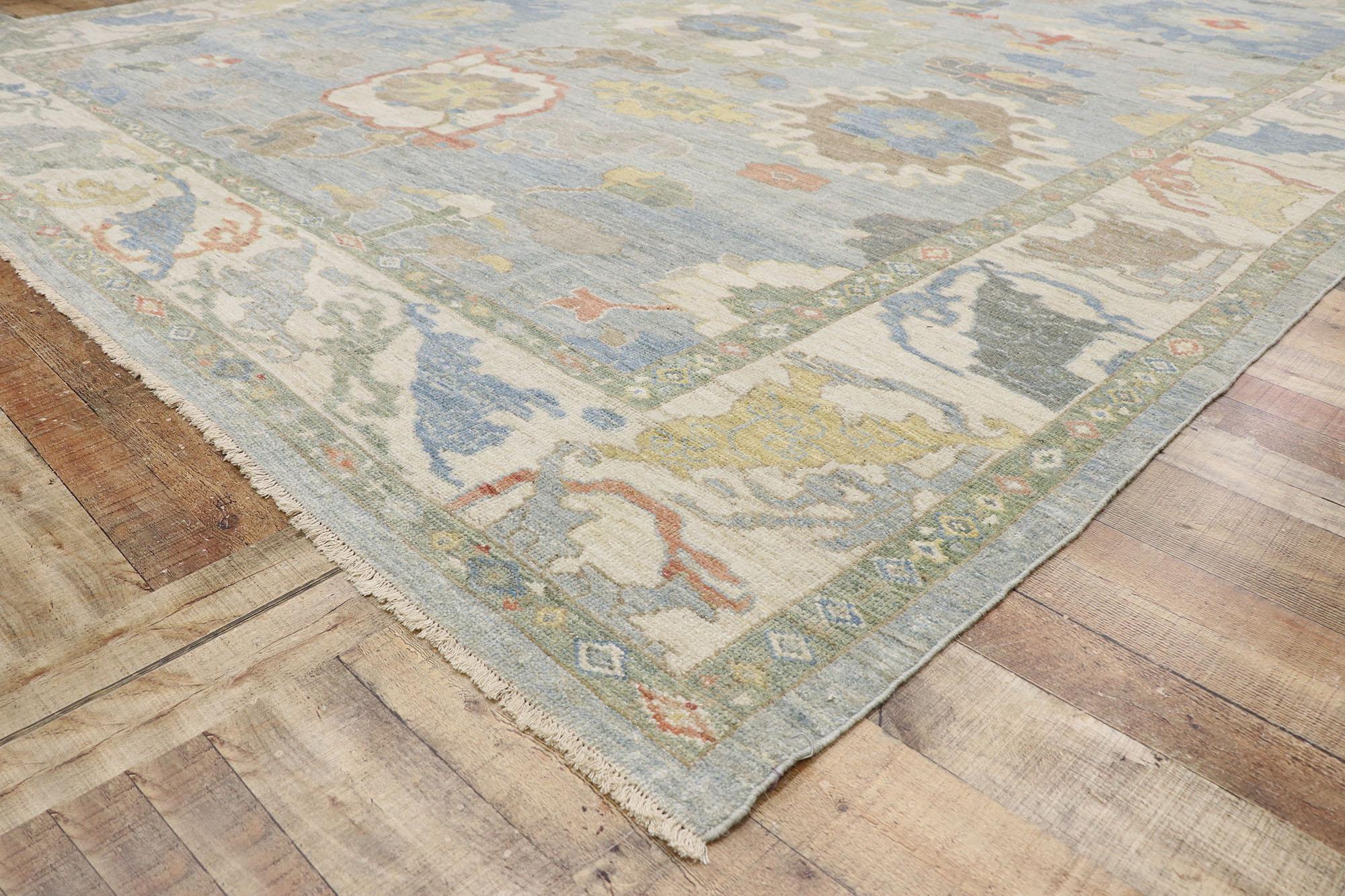 Wool New Contemporary Persian Sultanabad Rug with Modern Coastal Style