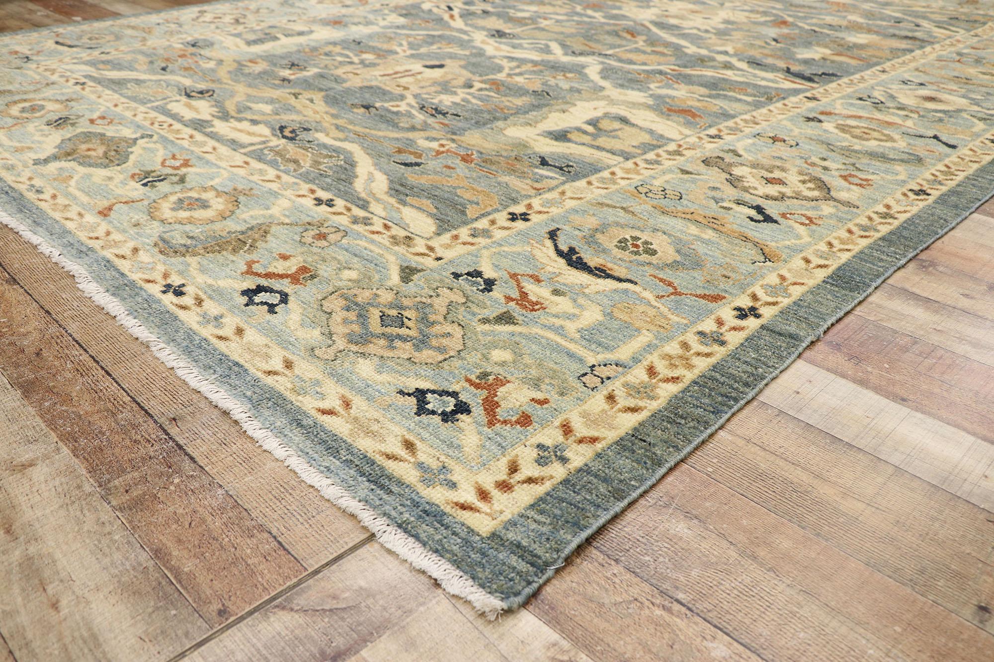 Wool Modern Turkish Persian Sultanabad Rug, Biophilic Design Meets Timeless Elegance For Sale