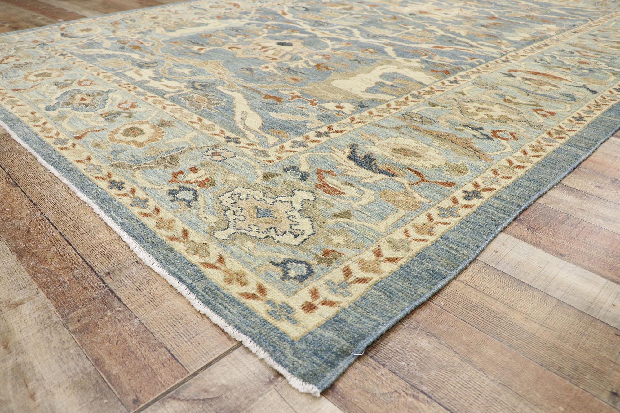 Wool New Contemporary Blue Persian Sultanabad Rug For Sale