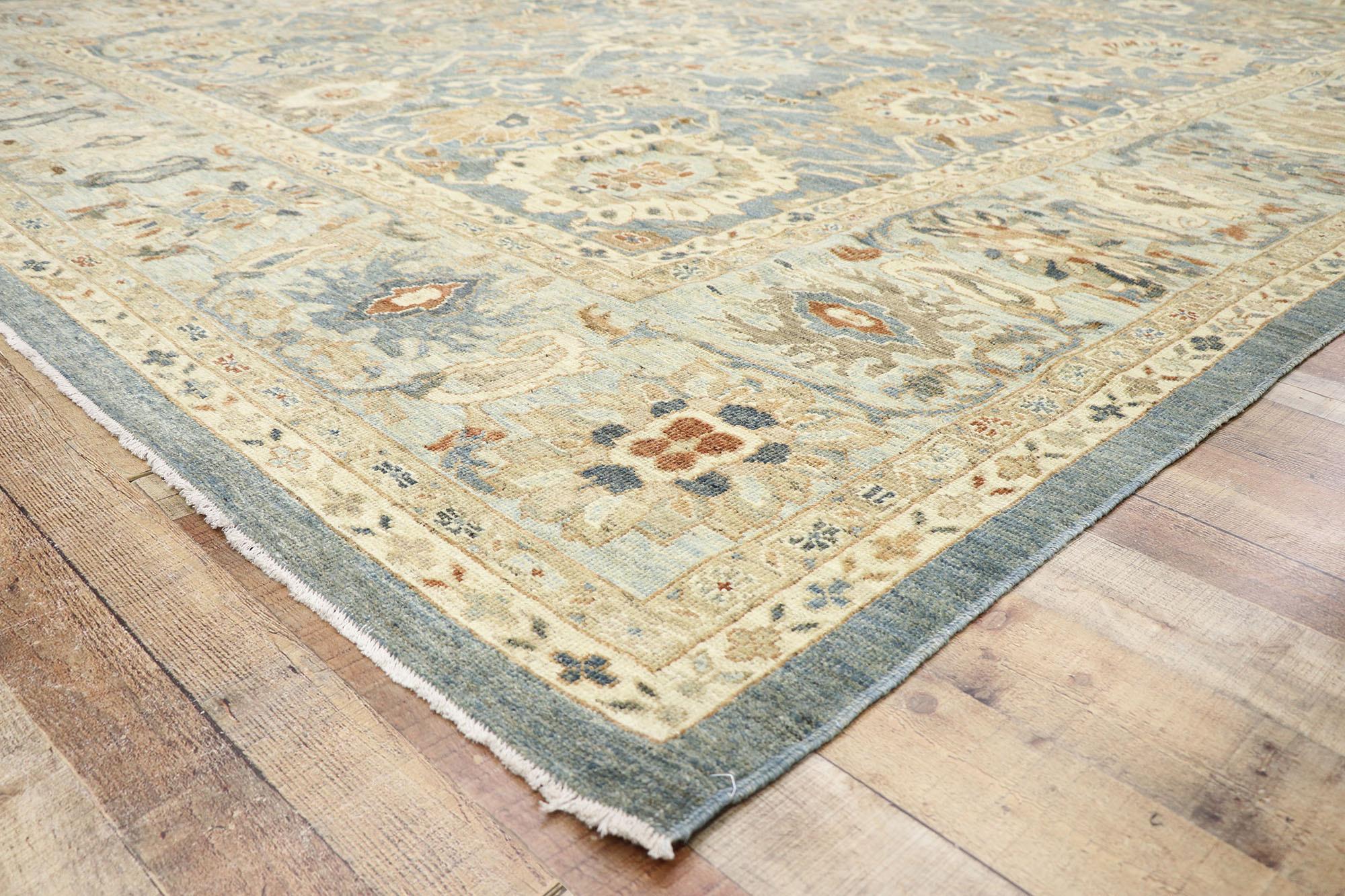 Wool New Contemporary Persian Sultanabad Rug with Modern Coastal Style For Sale
