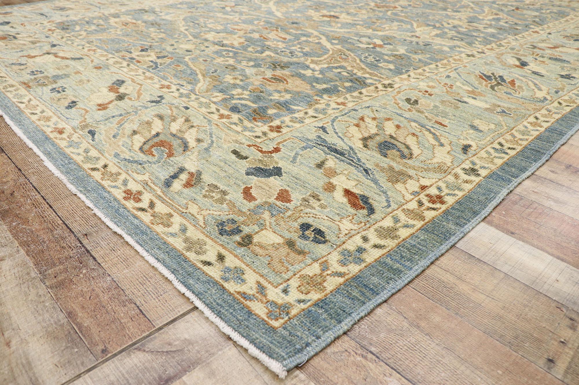 Wool New Contemporary Persian Sultanabad Rug with Modern Coastal Style For Sale