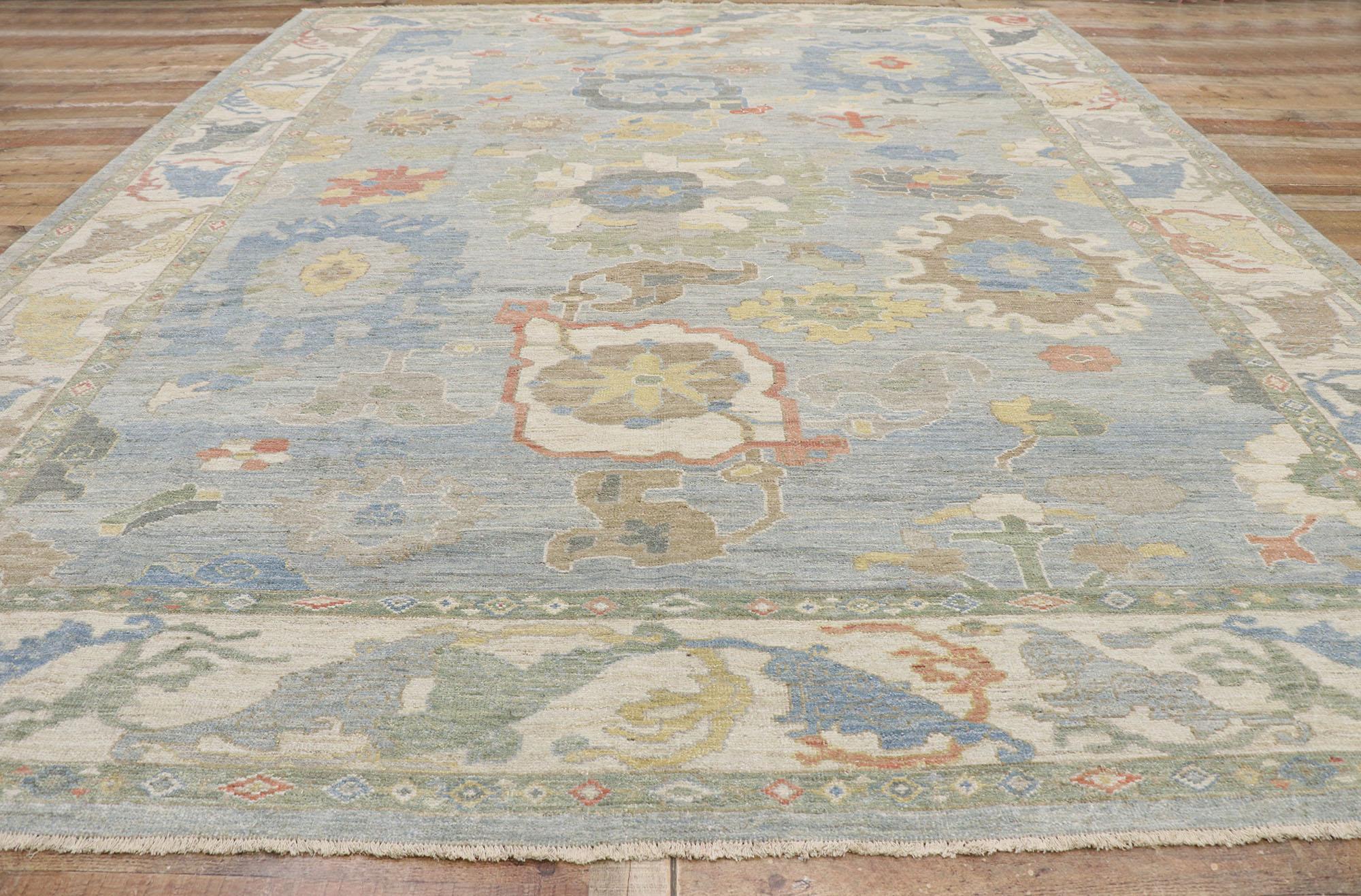 New Contemporary Persian Sultanabad Rug with Modern Coastal Style 1