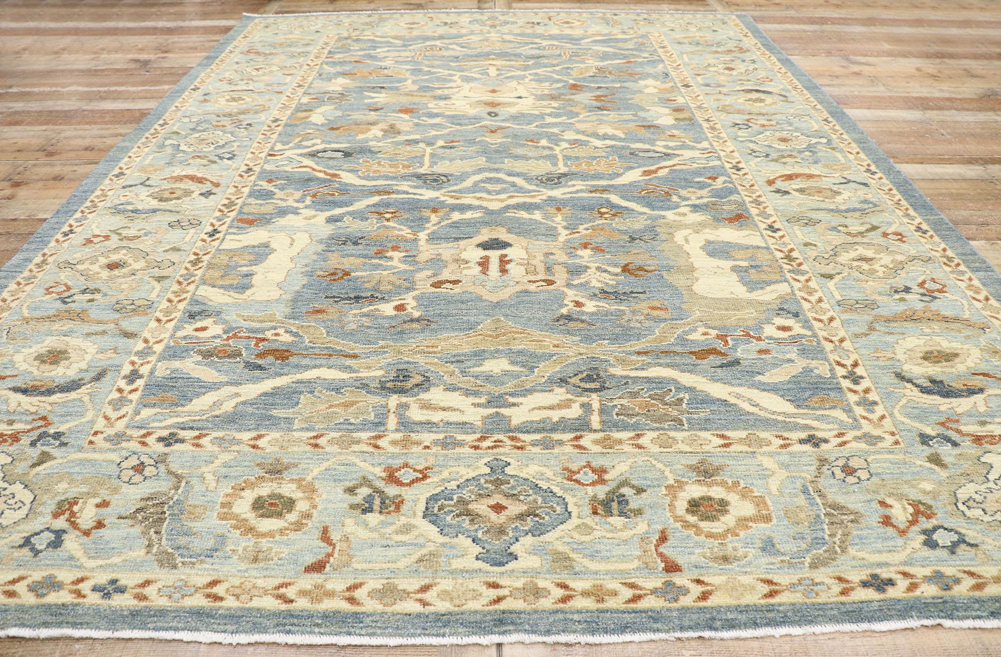 New Contemporary Blue Persian Sultanabad Rug For Sale 1