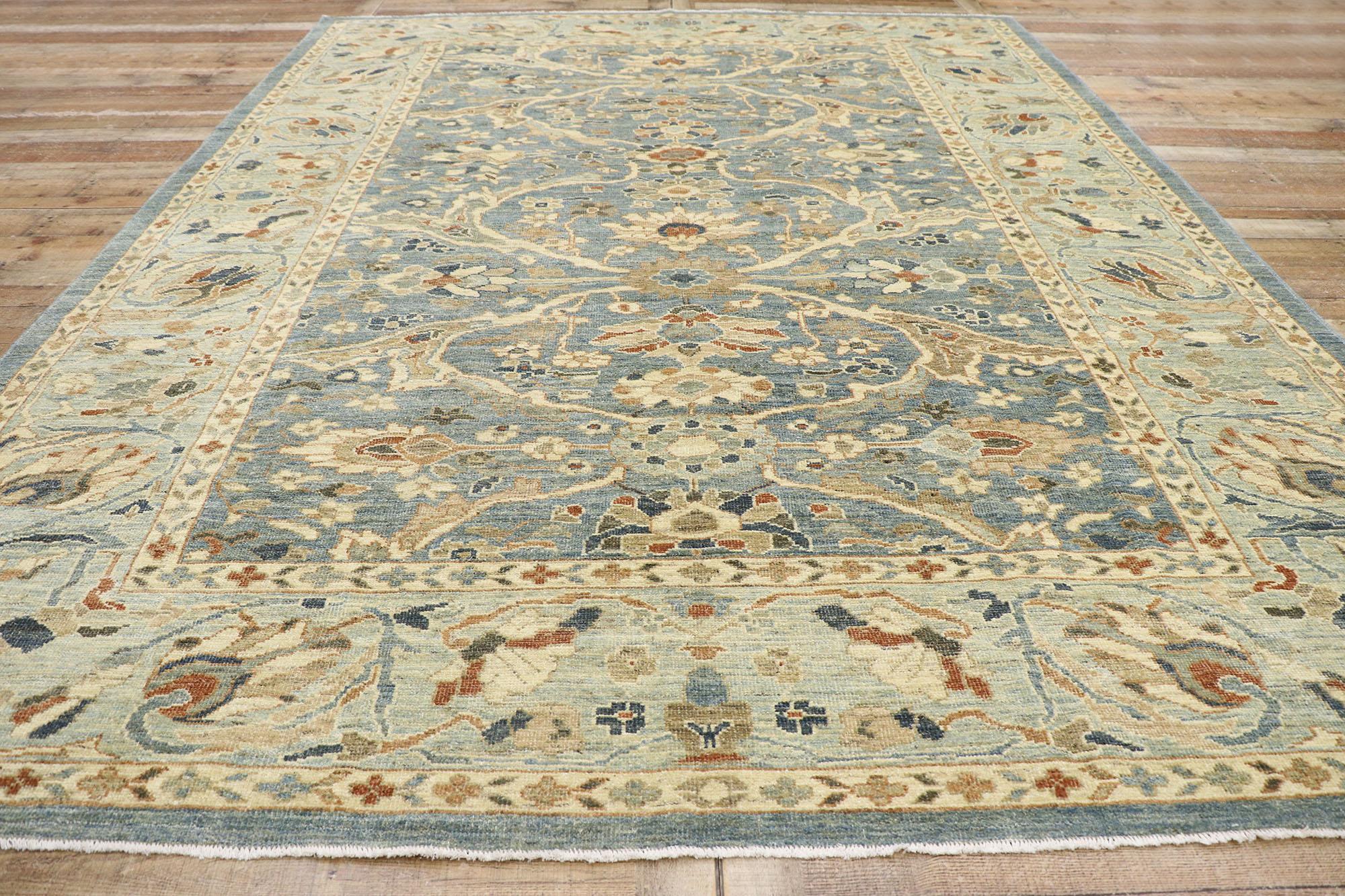 New Contemporary Persian Sultanabad Rug with Modern Coastal Style For Sale 1