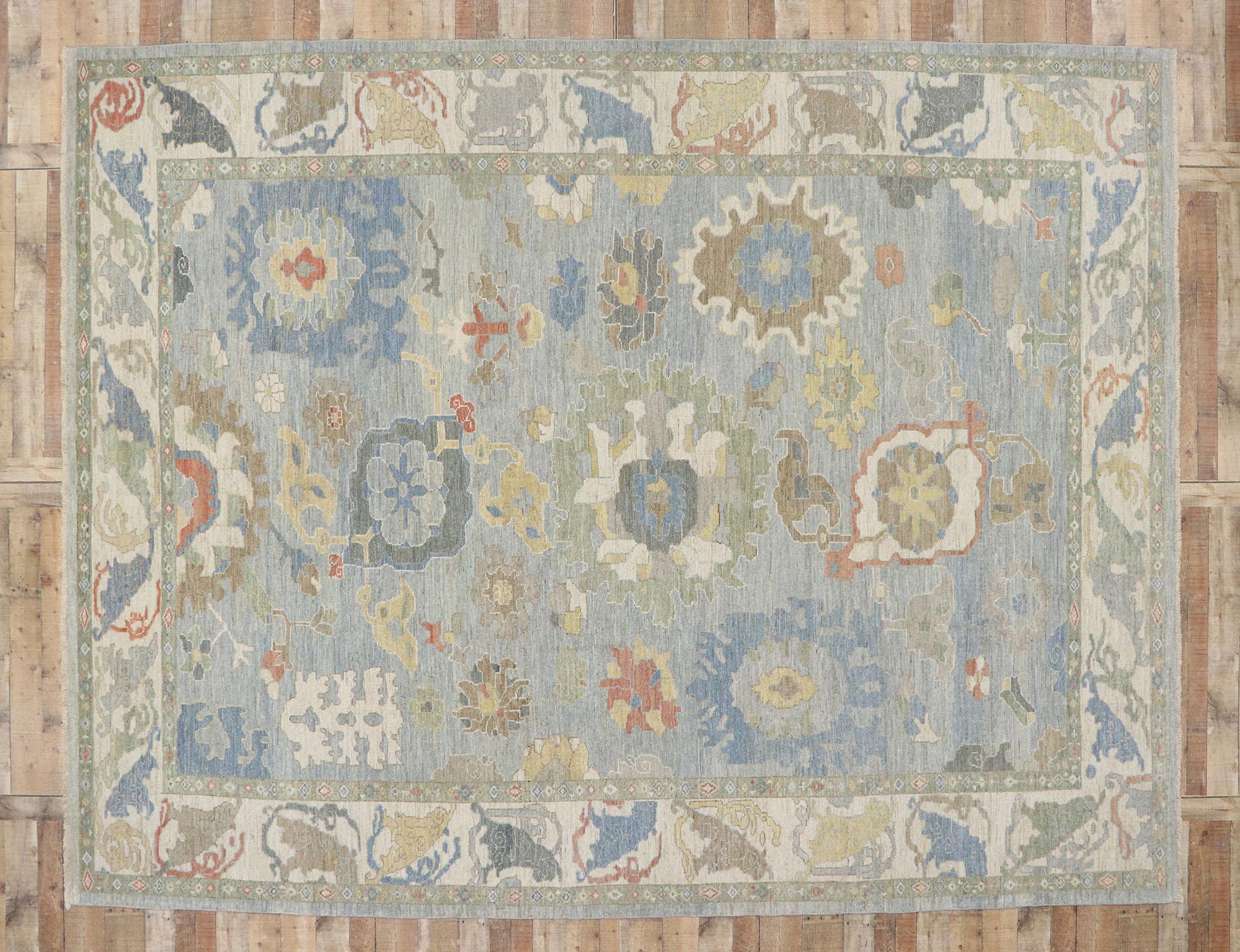 New Contemporary Persian Sultanabad Rug with Modern Coastal Style 2
